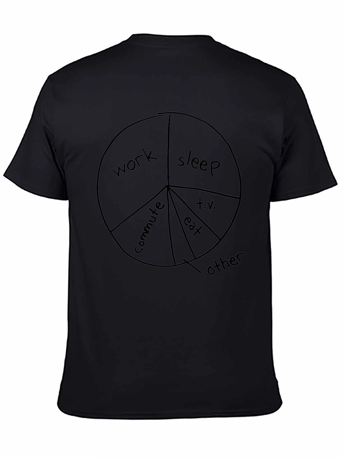 Black Work Sleep Life Pie Chart Graphic T-Shirt view 4
