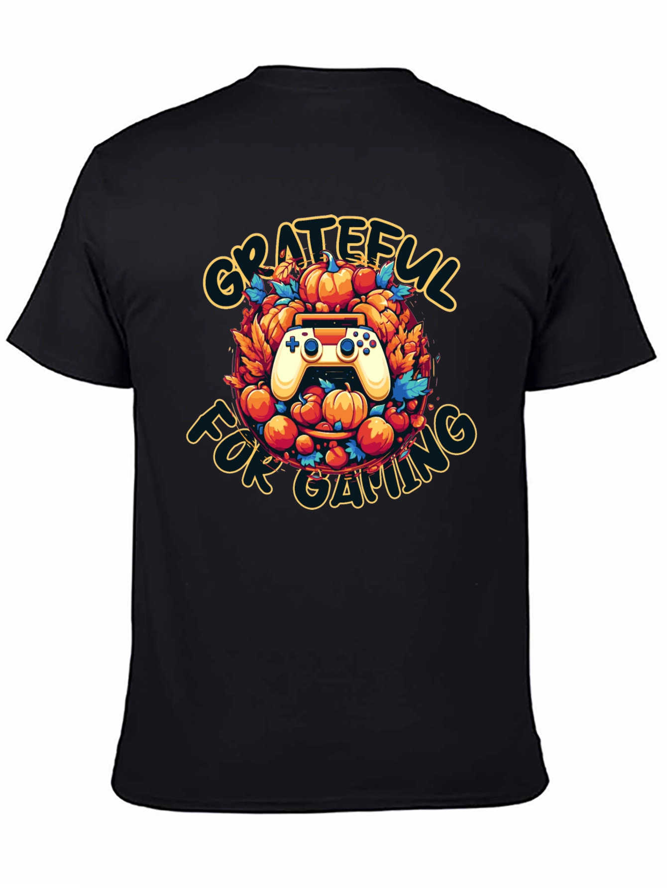 Black Grateful for Gaming T-Shirt - Gamer Thanksgiving Tee view 4