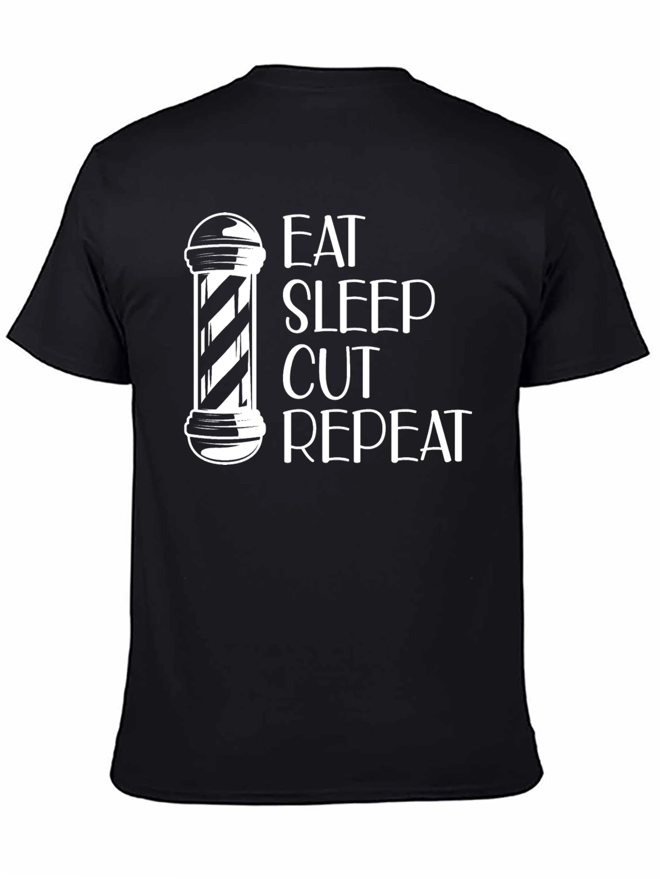 Black Eat Sleep Cut Repeat Barber T-Shirt view 4