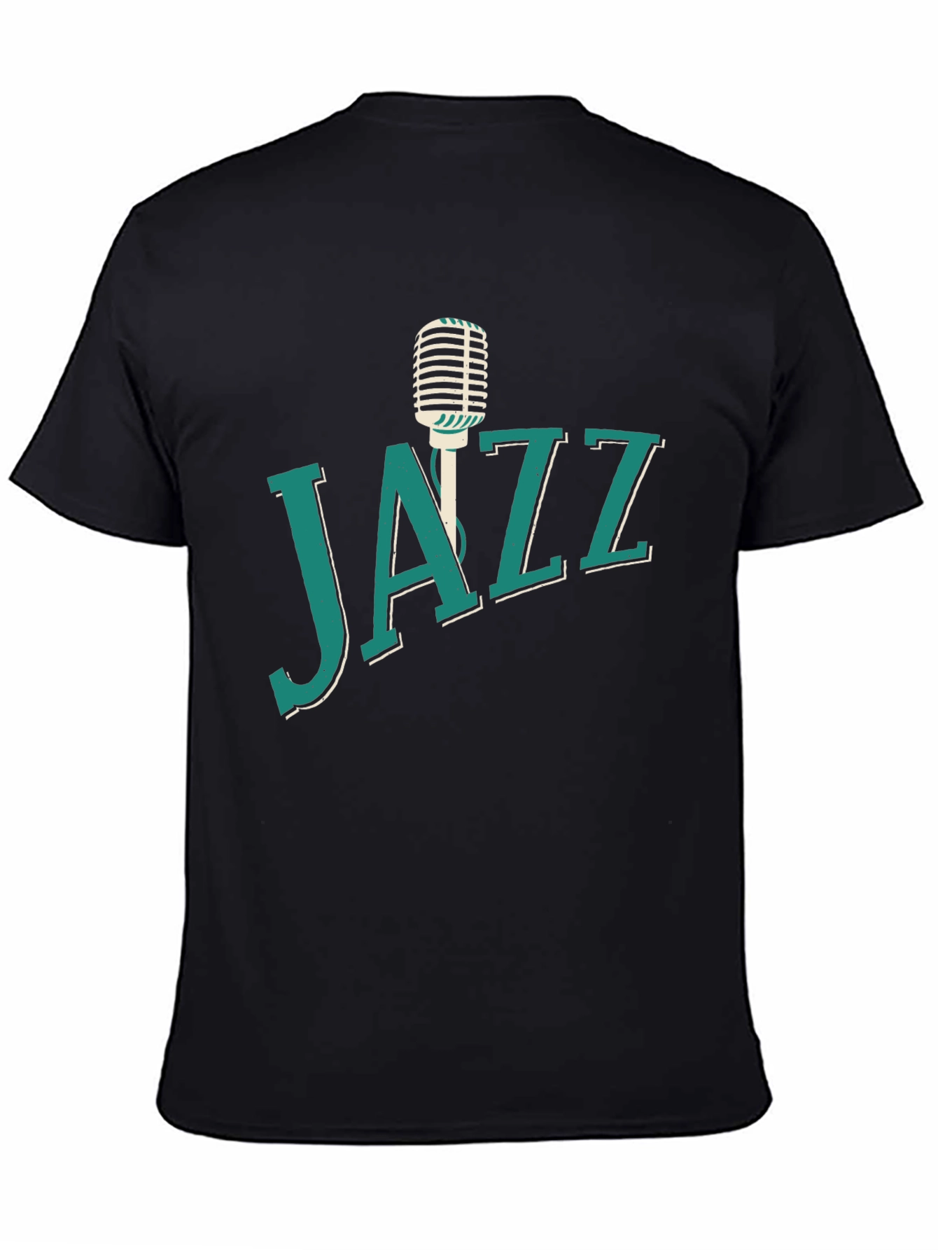 Black Jazz Music T-Shirt, Microphone Graphic view 4
