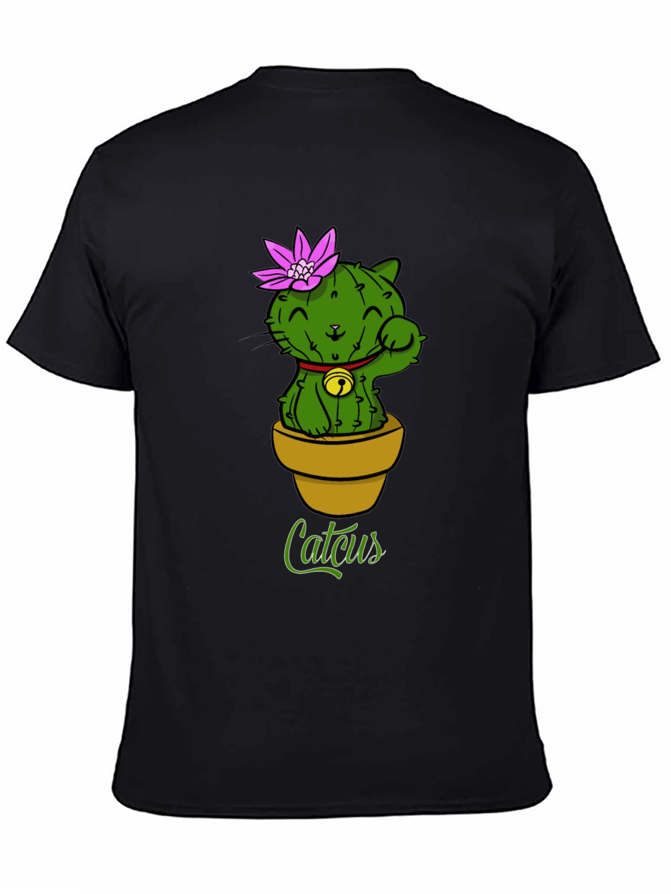 Black Catcus T-Shirt - Unique Cat Cactus Graphic Tee view 4