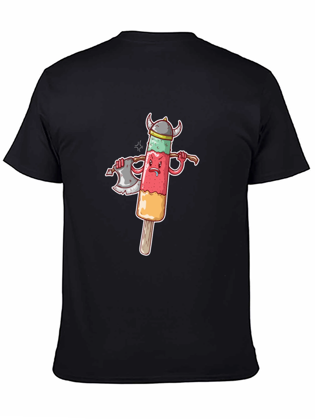 Black Viking Ice Pop Graphic Tee - Funny Novelty Shirt view 4