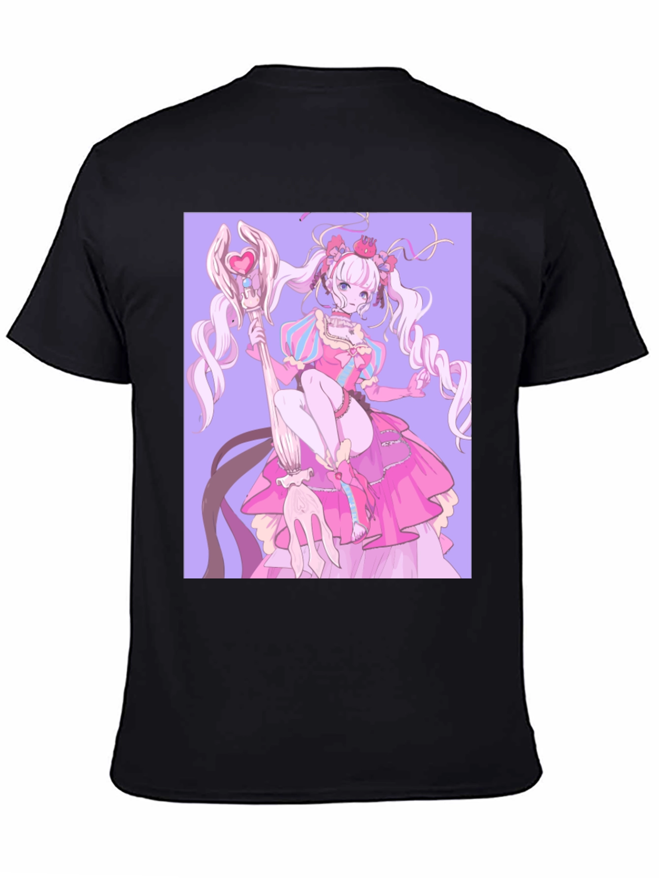 Black Anime Girl Graphic Black T-Shirt view 4