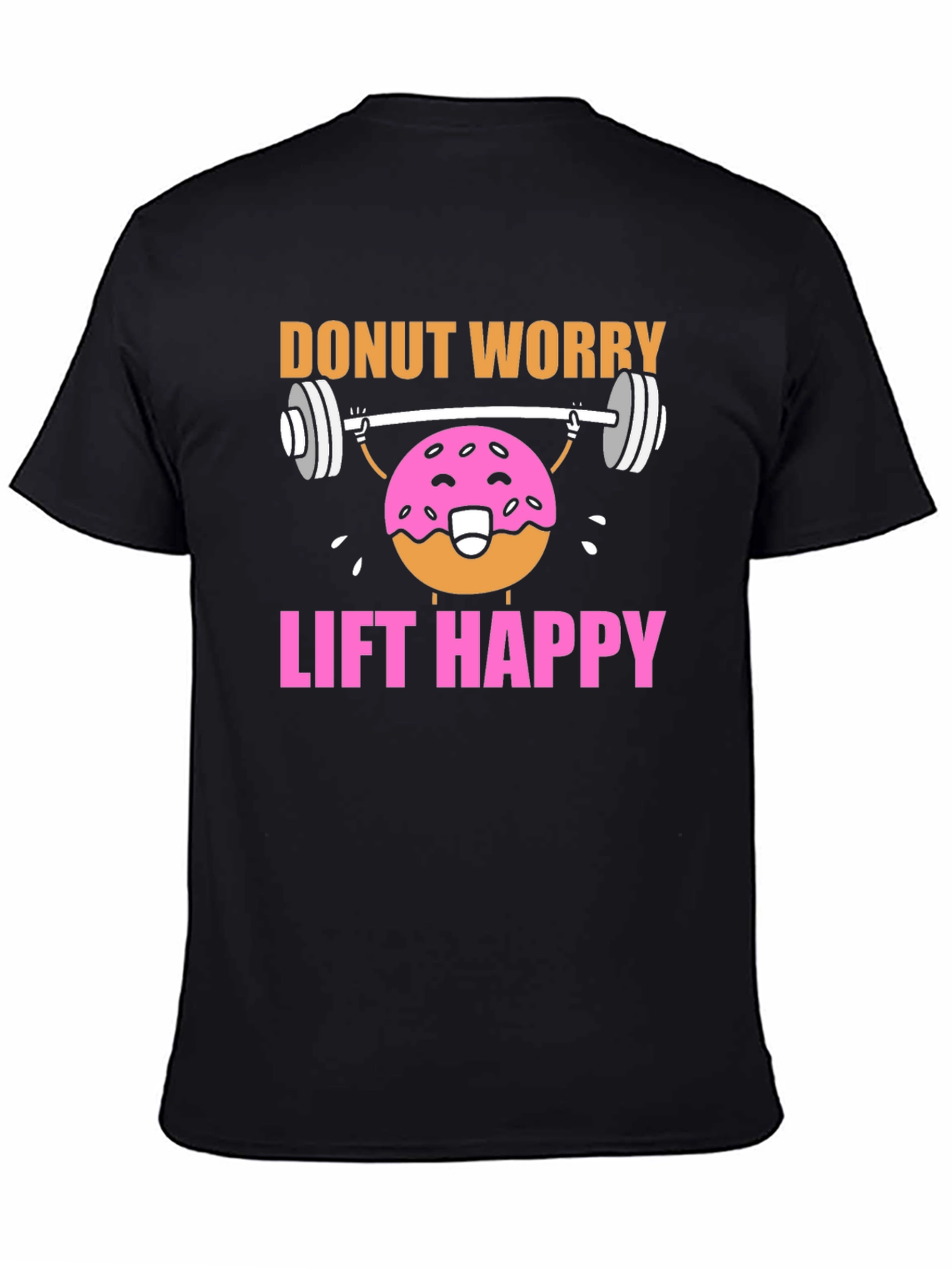 Black Donut Worry Lift Happy Graphic T-Shirt view 4