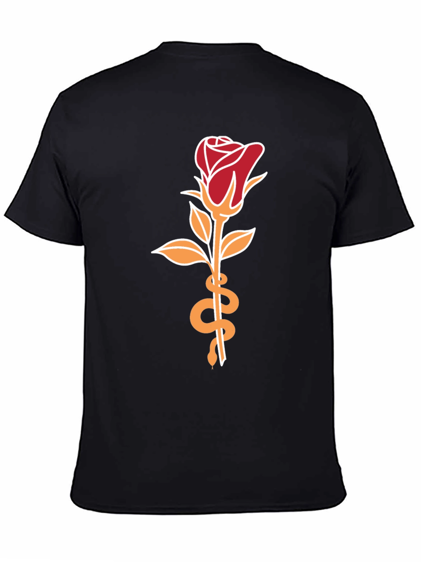 Black Rose & Snake Graphic Tee - Stylish Unisex T-Shirt view 4