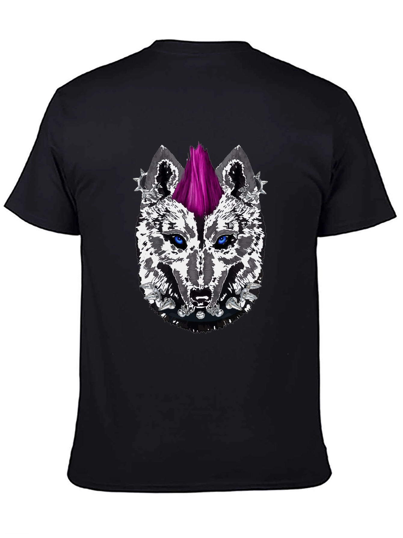 Black Punk Wolf Graphic Tee - Fierce Style view 4
