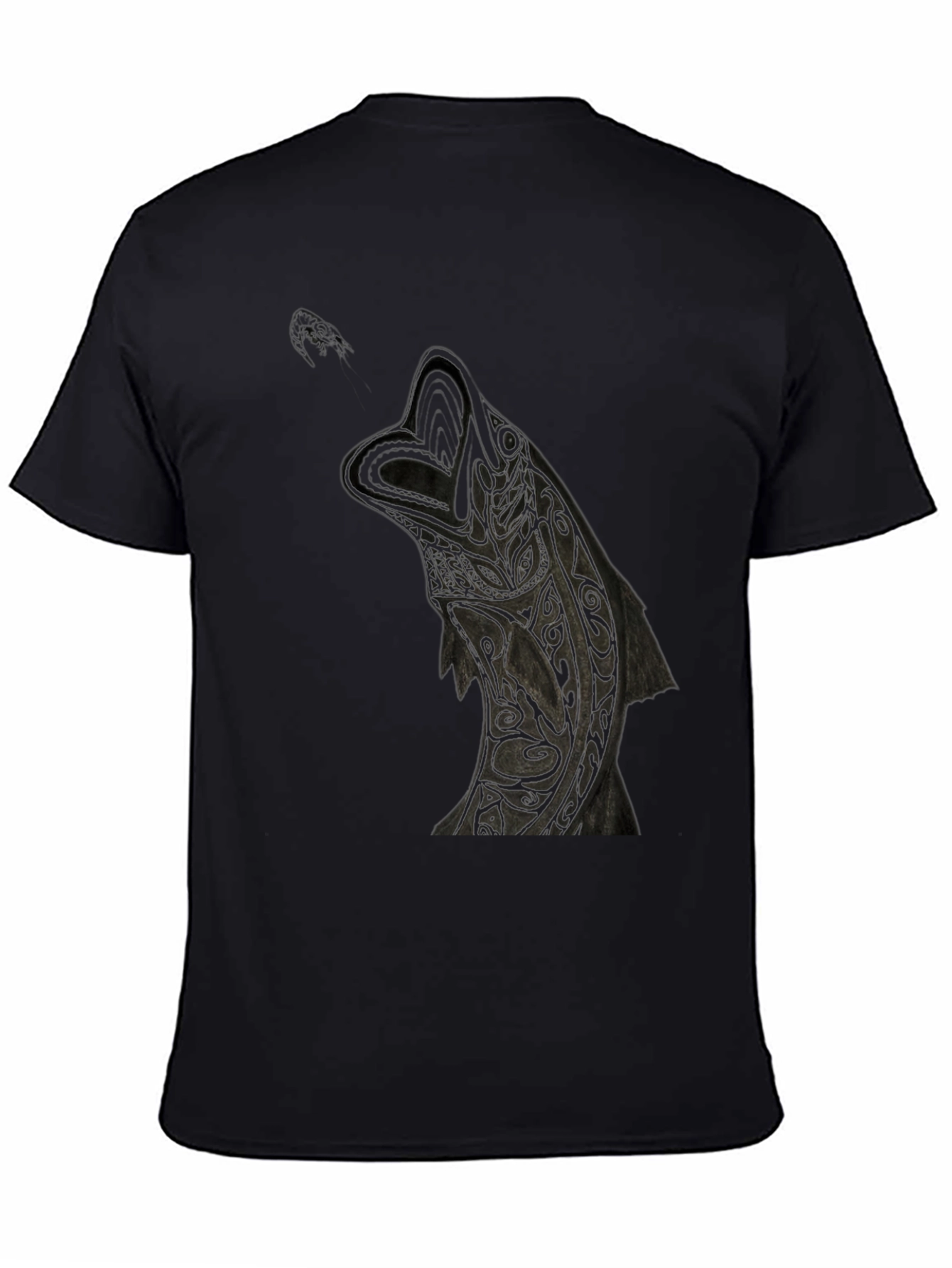 Black Tribal Wolf Graphic Tee - Black Cotton T-Shirt view 4