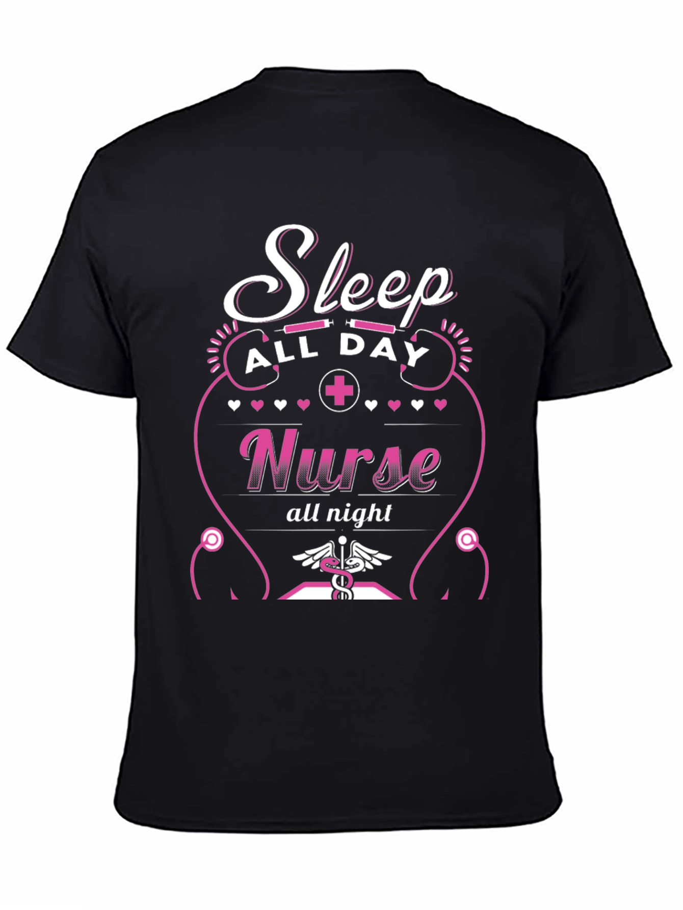 Black Sleep All Day Nurse T-Shirt view 4