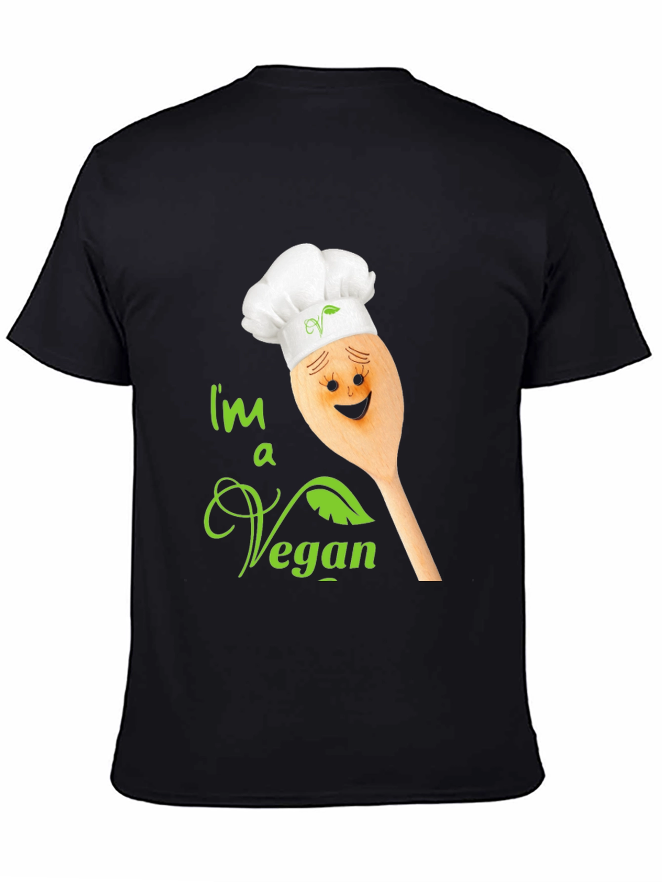 Black I'm a Vegan T-Shirt - Chef Spoon Design view 4