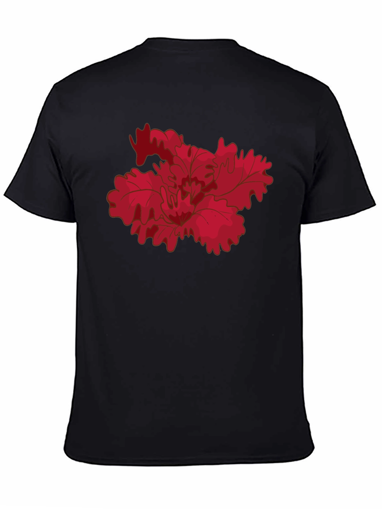 Black Red Floral Graphic Black T-Shirt view 4