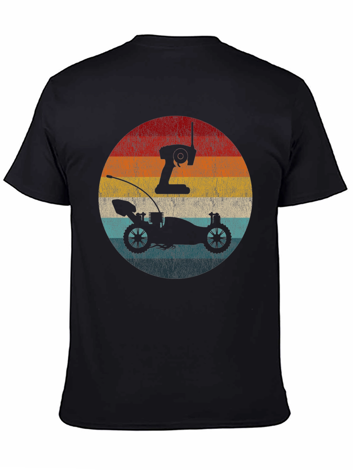 Black Retro RC Car & Remote T-Shirt view 4