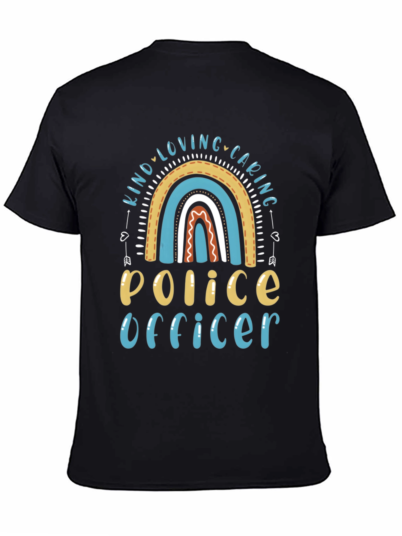 Black Kind Loving Caring Police Officer Graphic Tee view 4