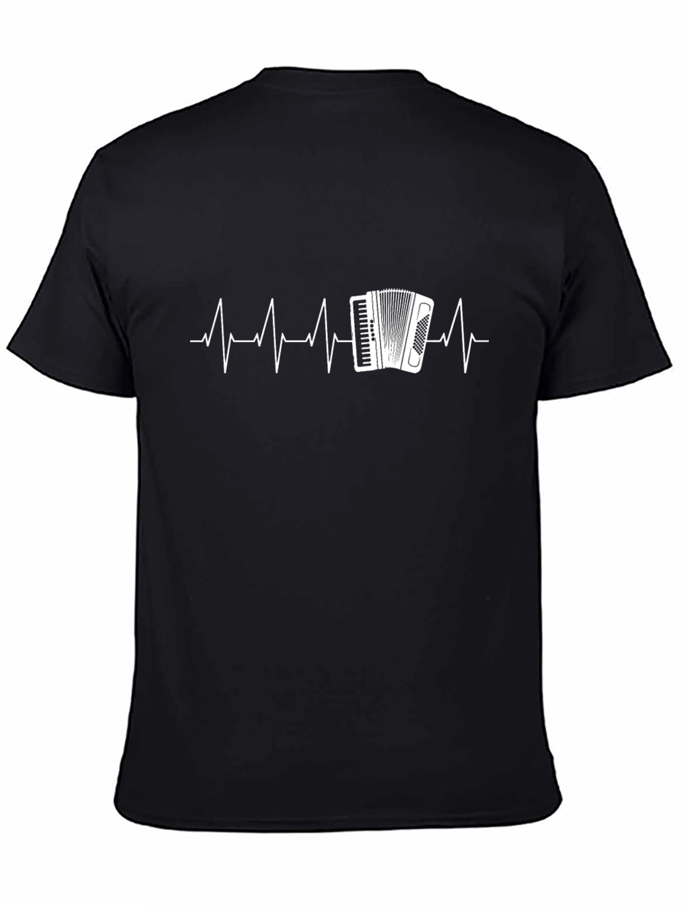 Black Accordion Heartbeat Graphic Tee - Musician Style view 4