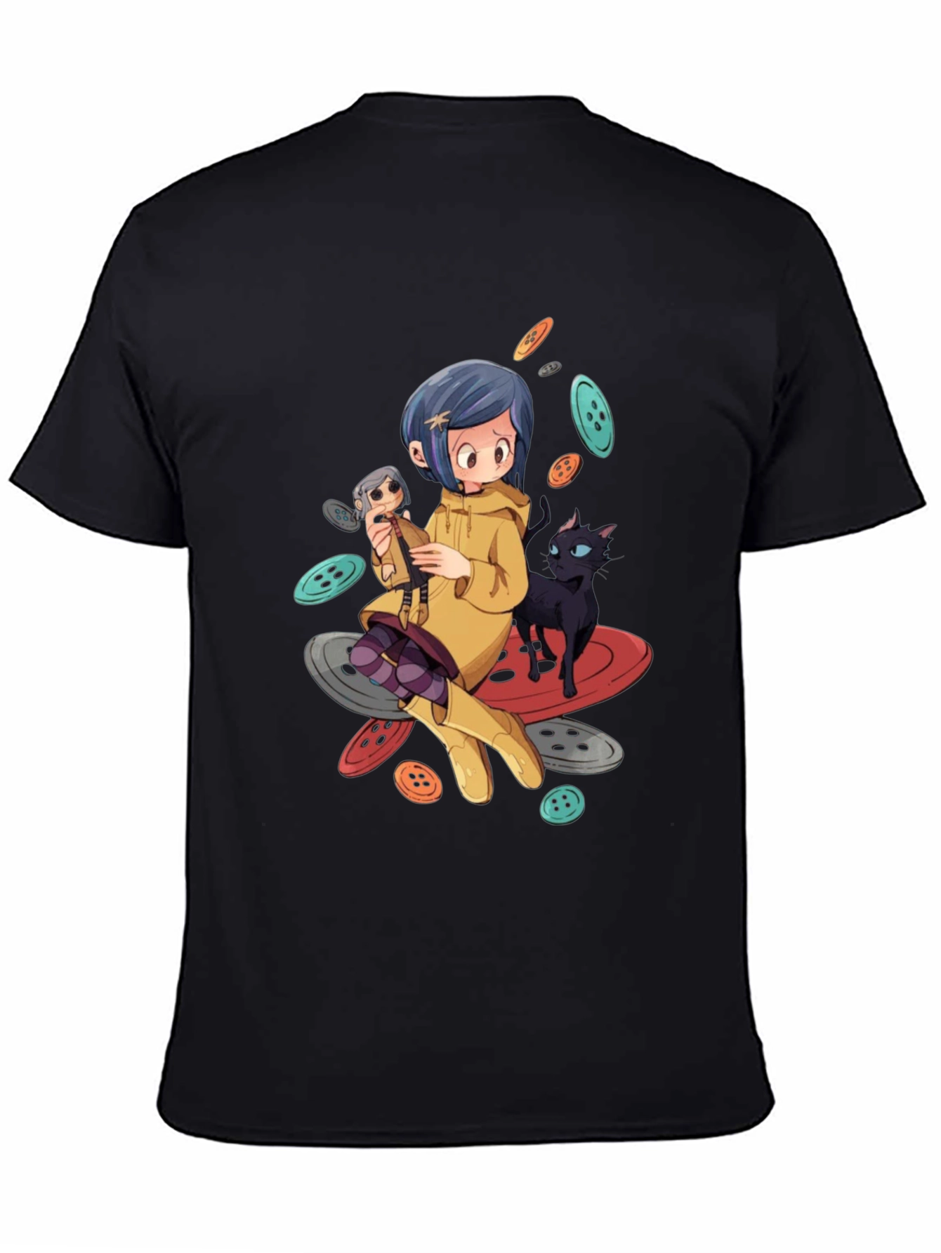 Black Cartoon Style Anime T-Shirt view 4