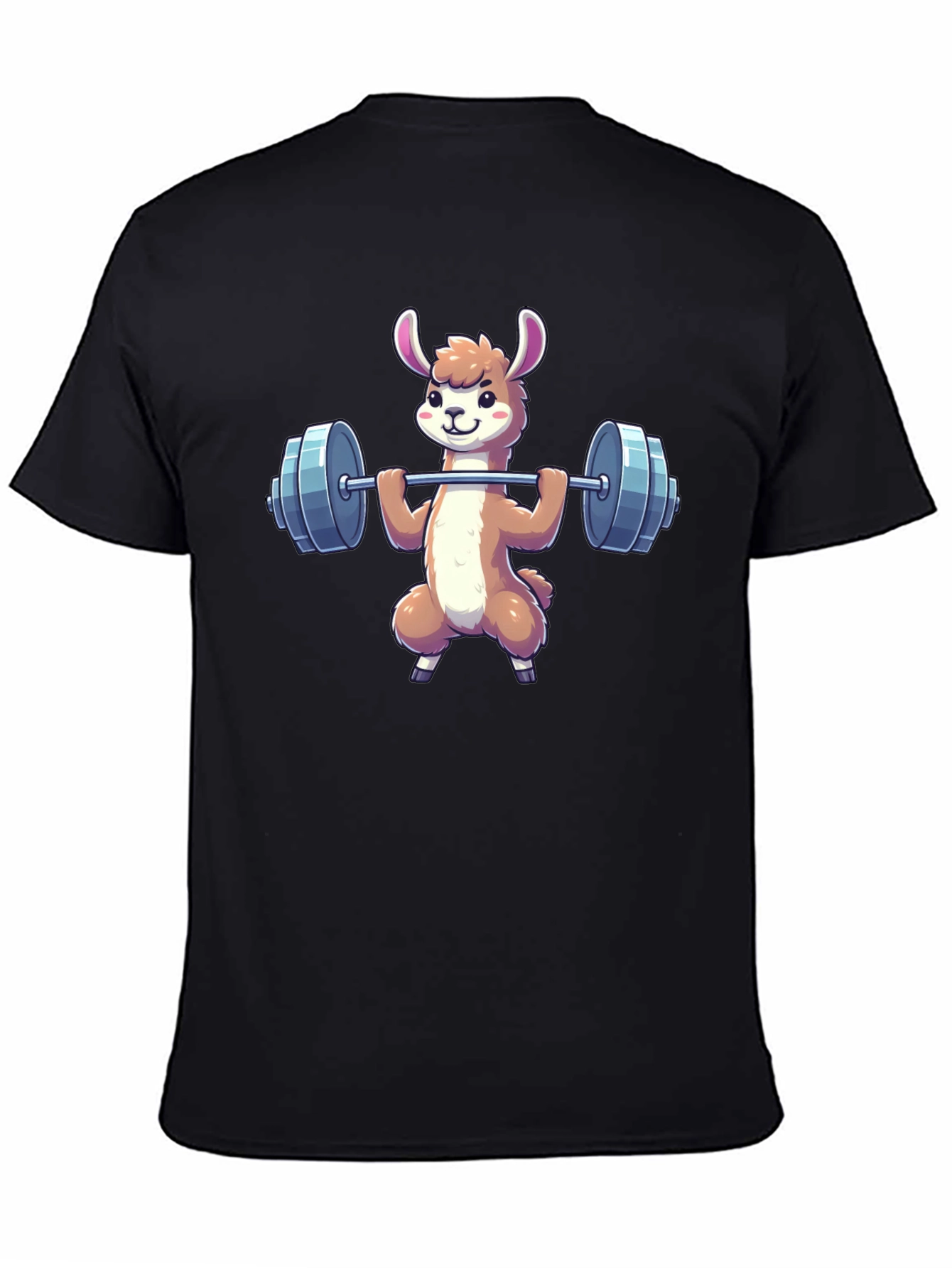 Black Llama Lifting Weights Graphic T-Shirt view 4