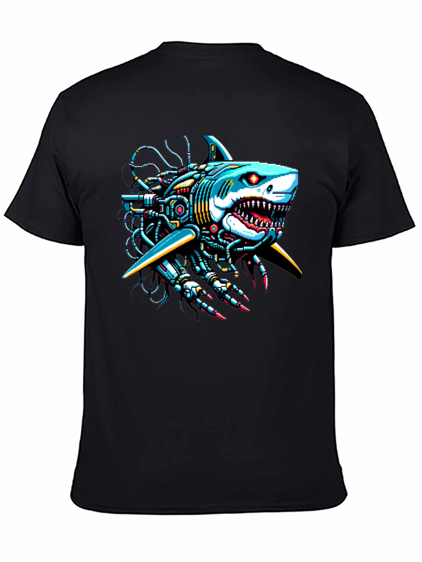 Black Cyberpunk Shark Graphic Tee - Unique & Bold Design view 4