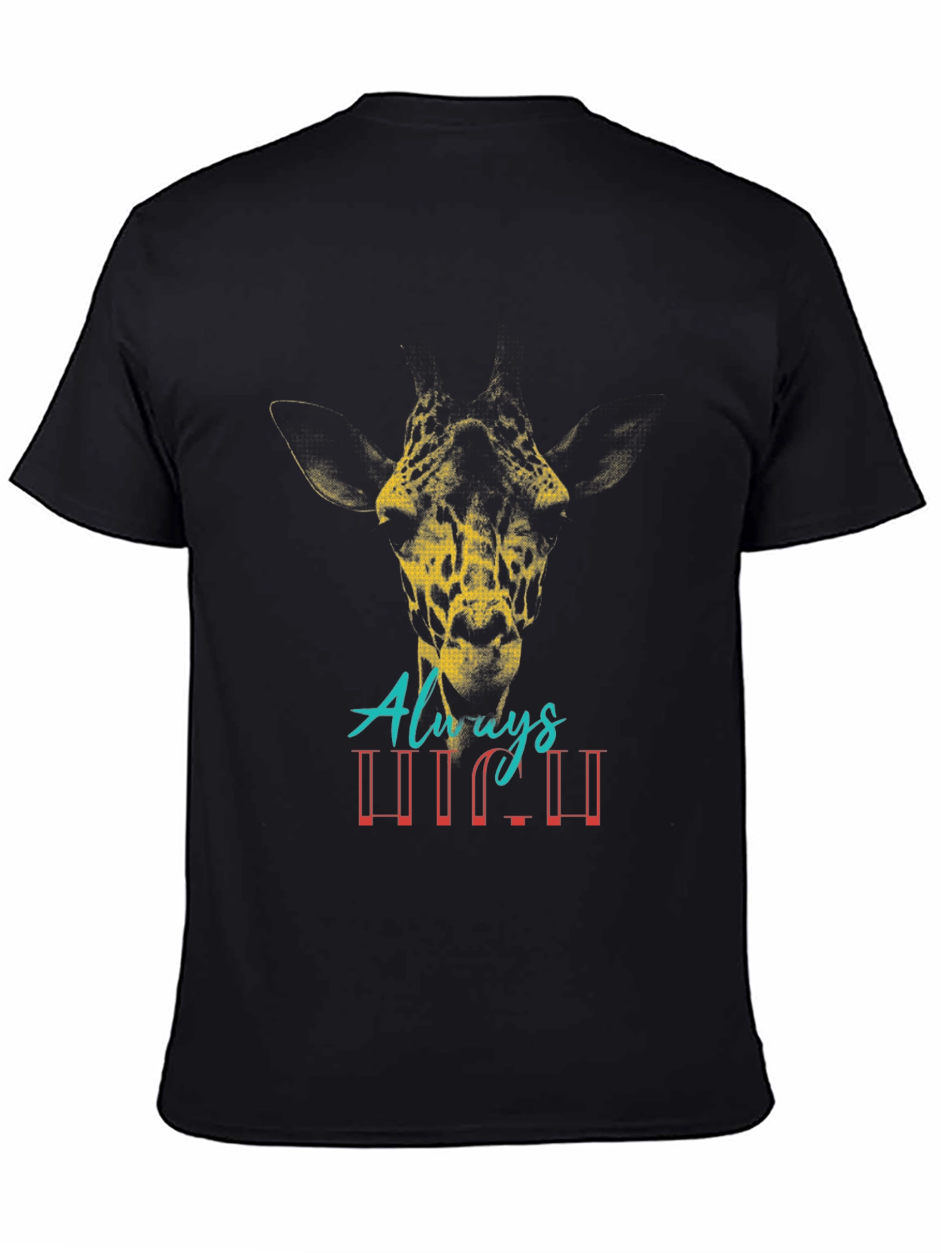Black Giraffe Graphic Tee - Always High Men's Black T-Shirt view 4