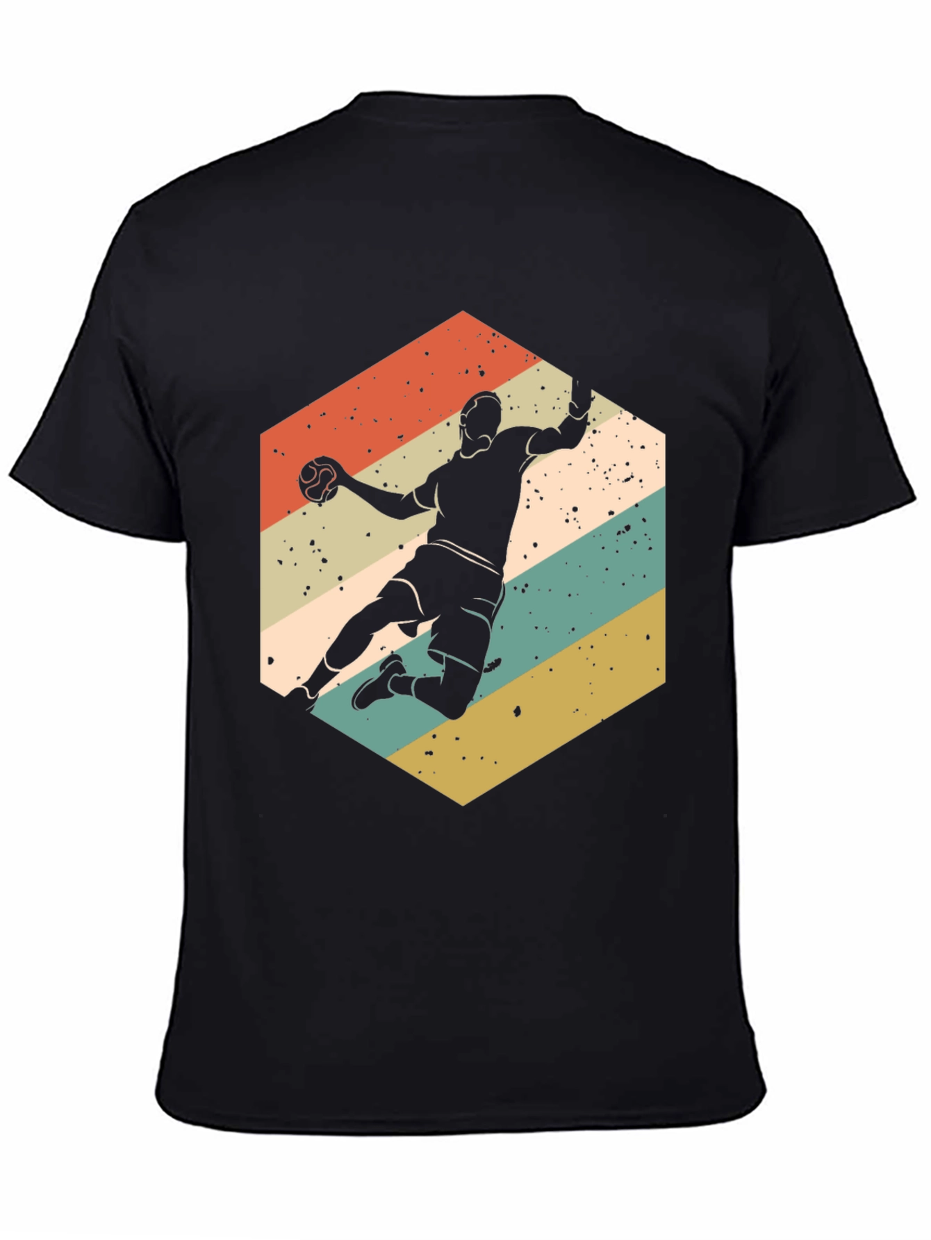 Black Vintage Handball Player T-Shirt view 4