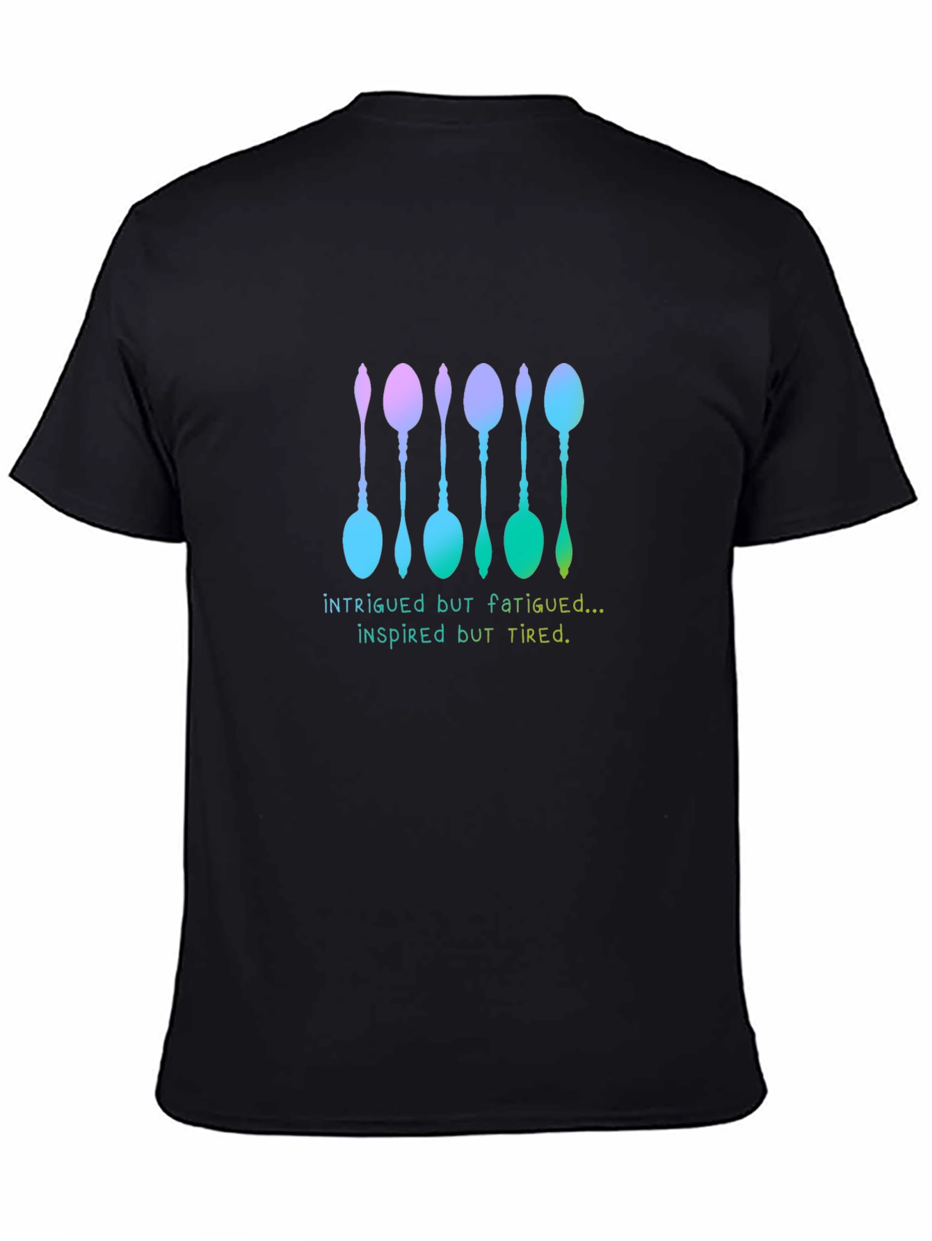 Black Intrigued But Fatigued Spoon T-Shirt view 4