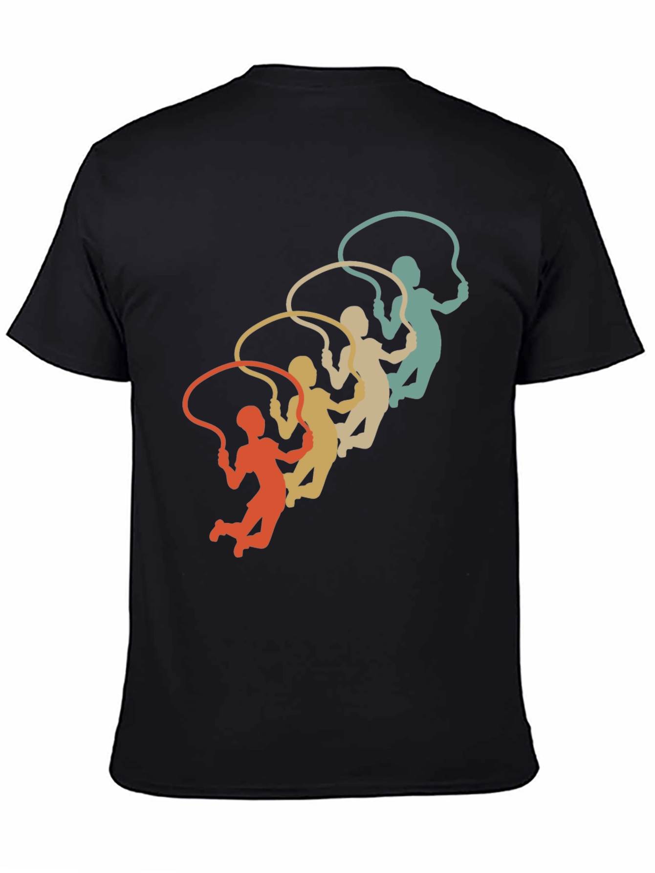 Black Retro Jumping Rope Silhouette Graphic Tee view 4