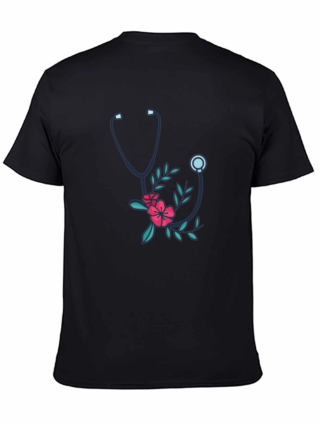 Black Floral Stethoscope Graphic Tee - Medical Love! view 4
