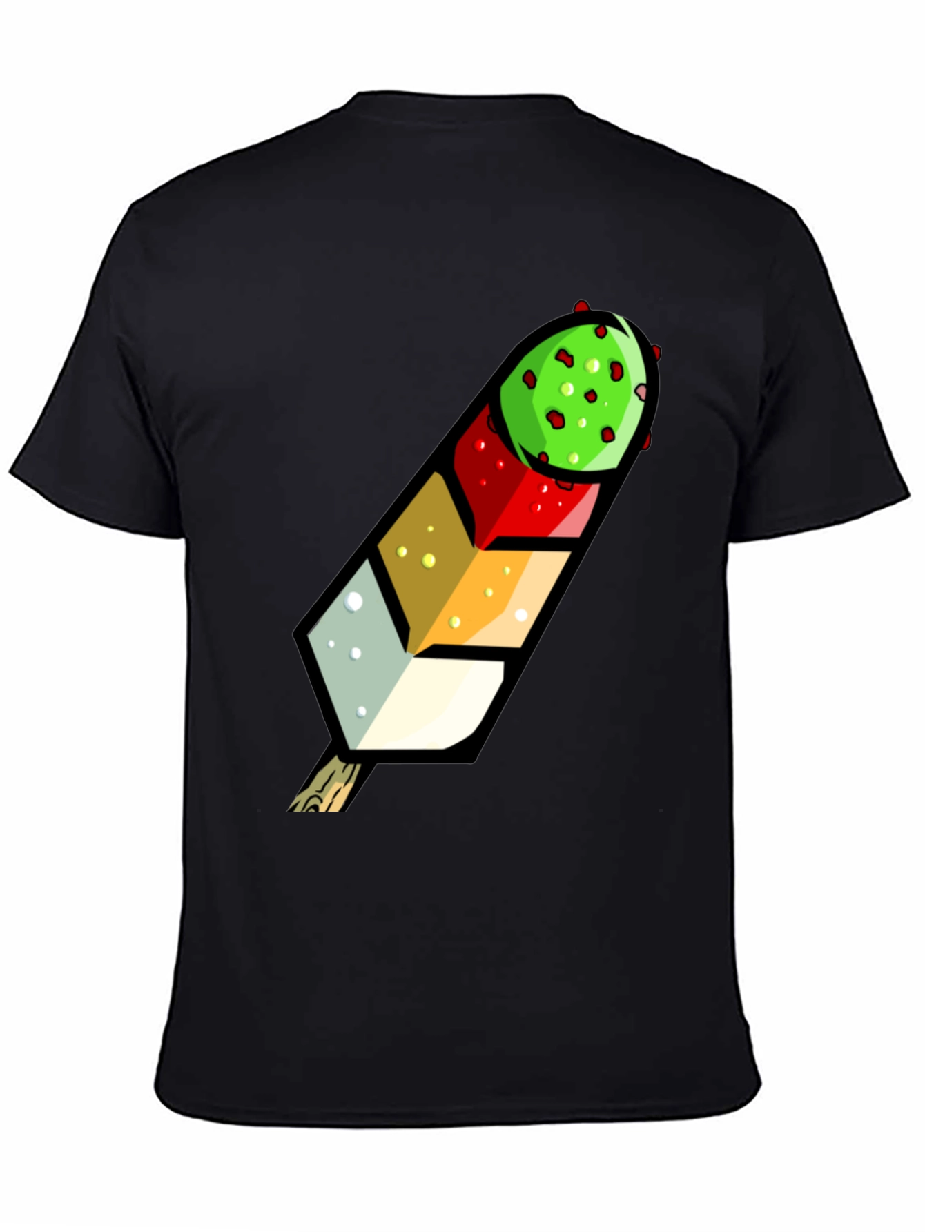 Black Funky Fruit Pop T-Shirt - Unique Colorful Design view 4