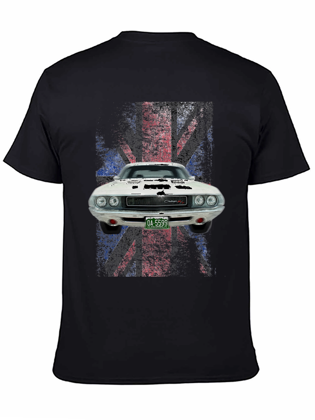 Black Vintage Muscle Car T-Shirt view 4