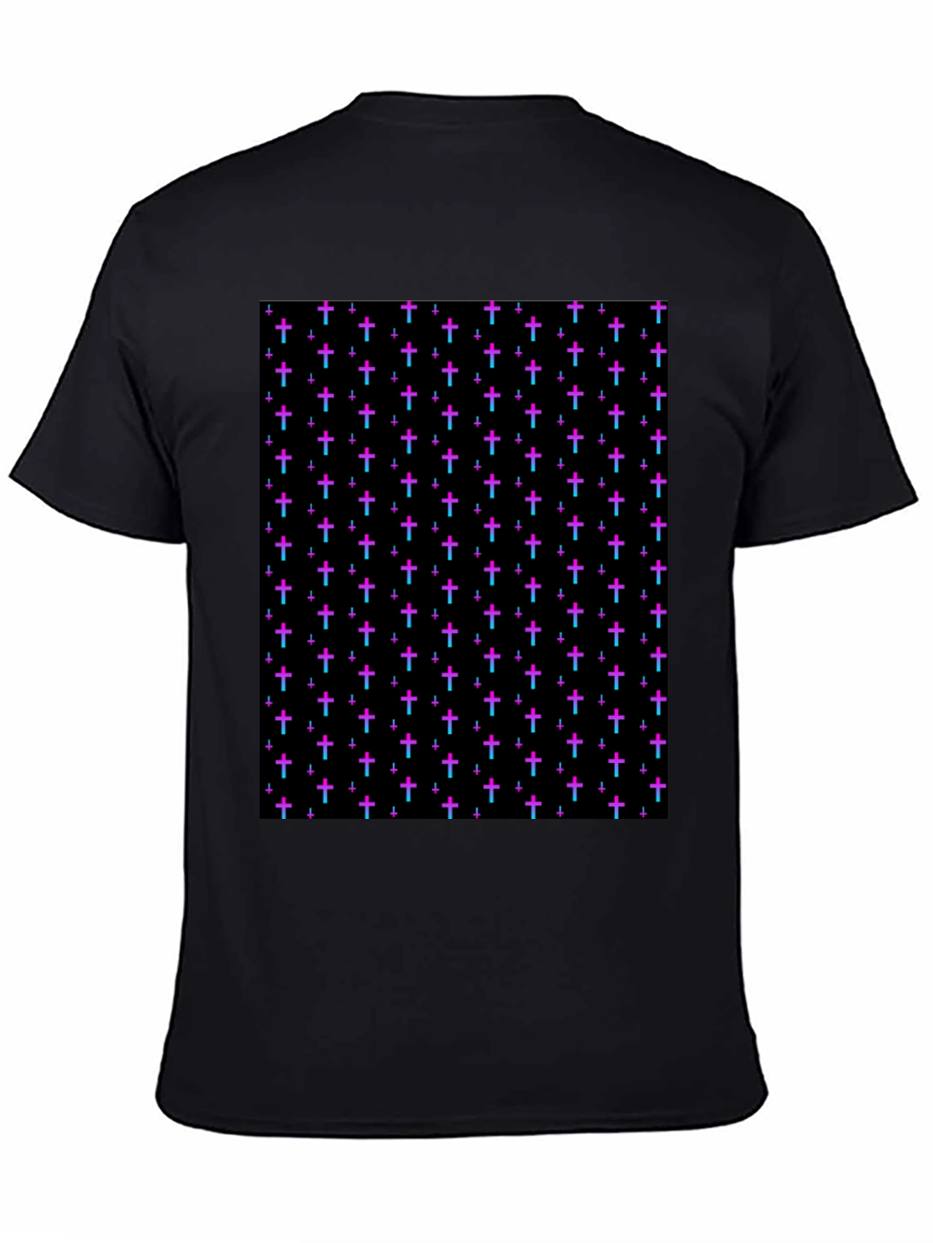 Black Cross Pattern Black T-Shirt view 4