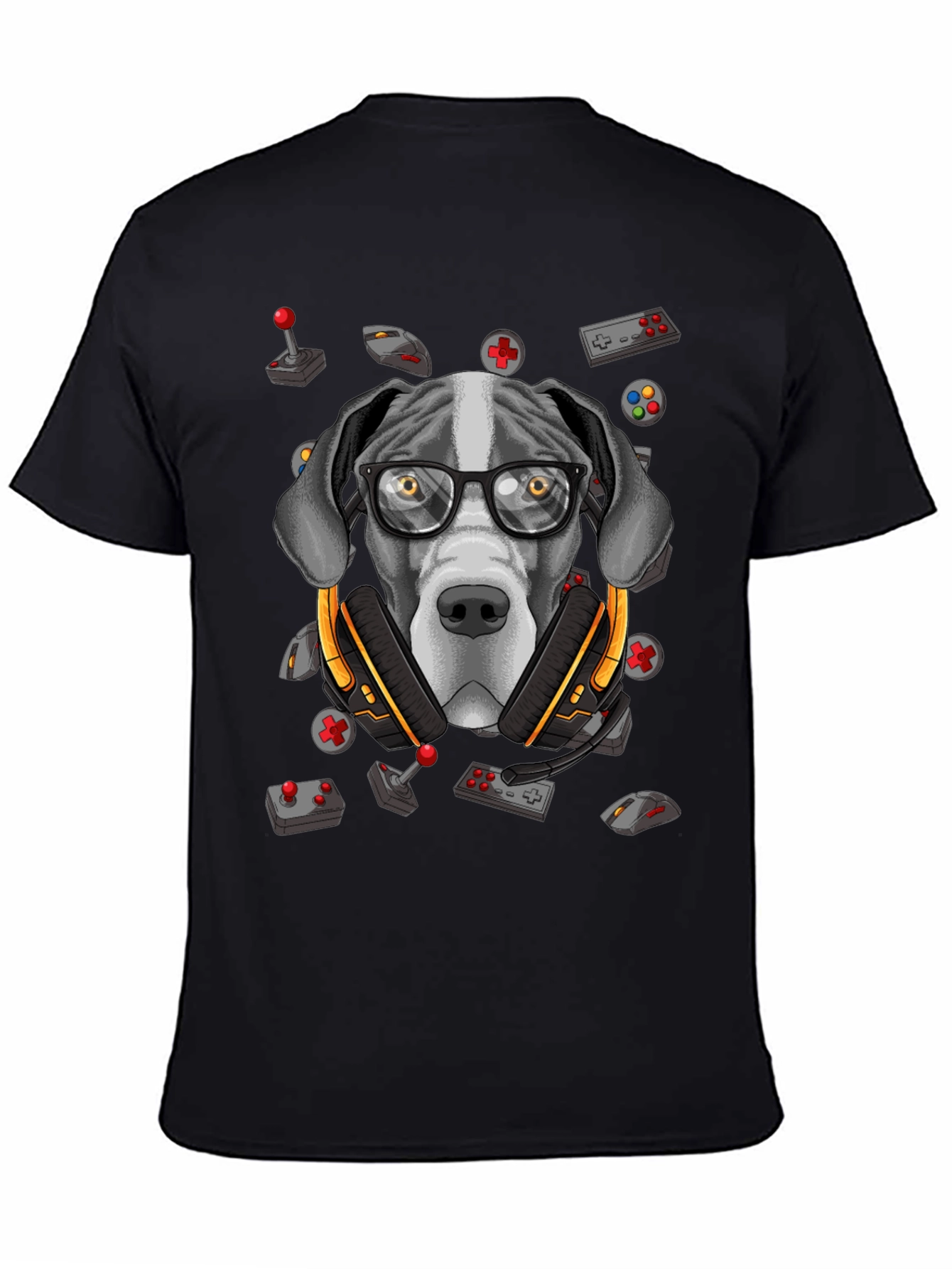 Black Gamer Dog T-Shirt - Funny Graphic Tee view 4