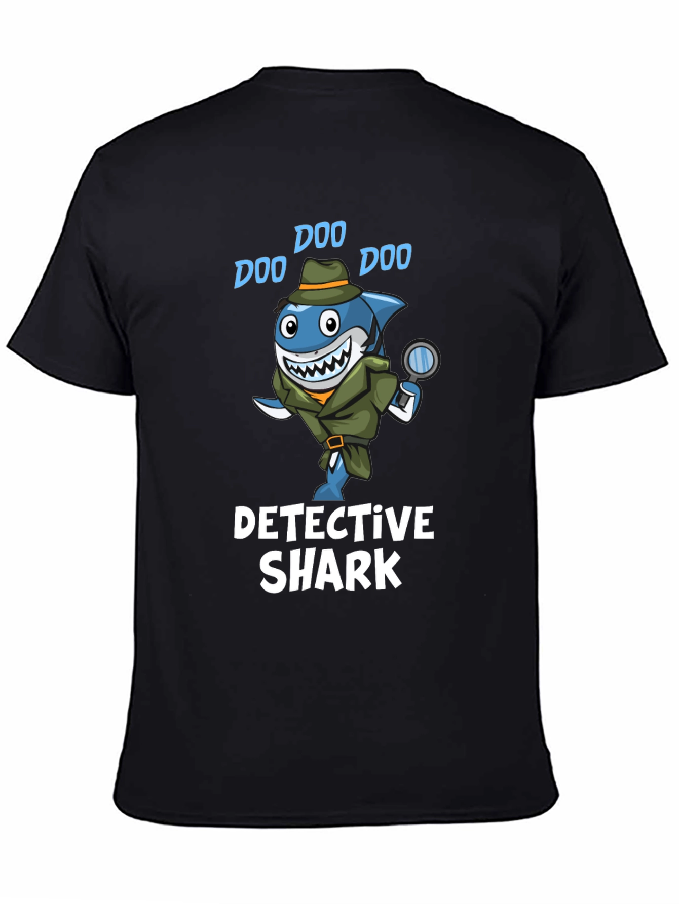 Black Detective Shark T-Shirt - Doo Doo! view 4