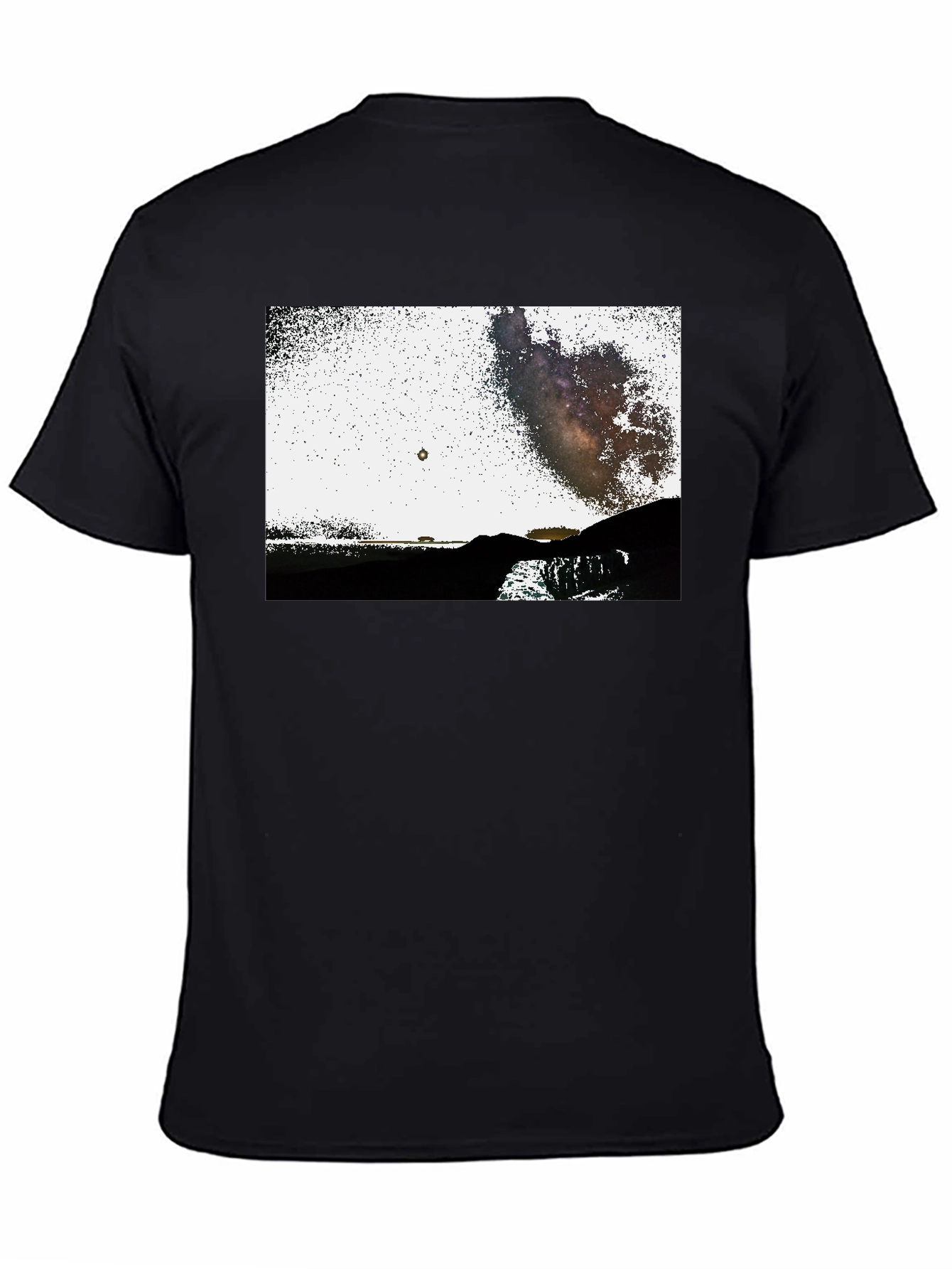 Black Black Graphic Tee - Night Sky Scene view 4