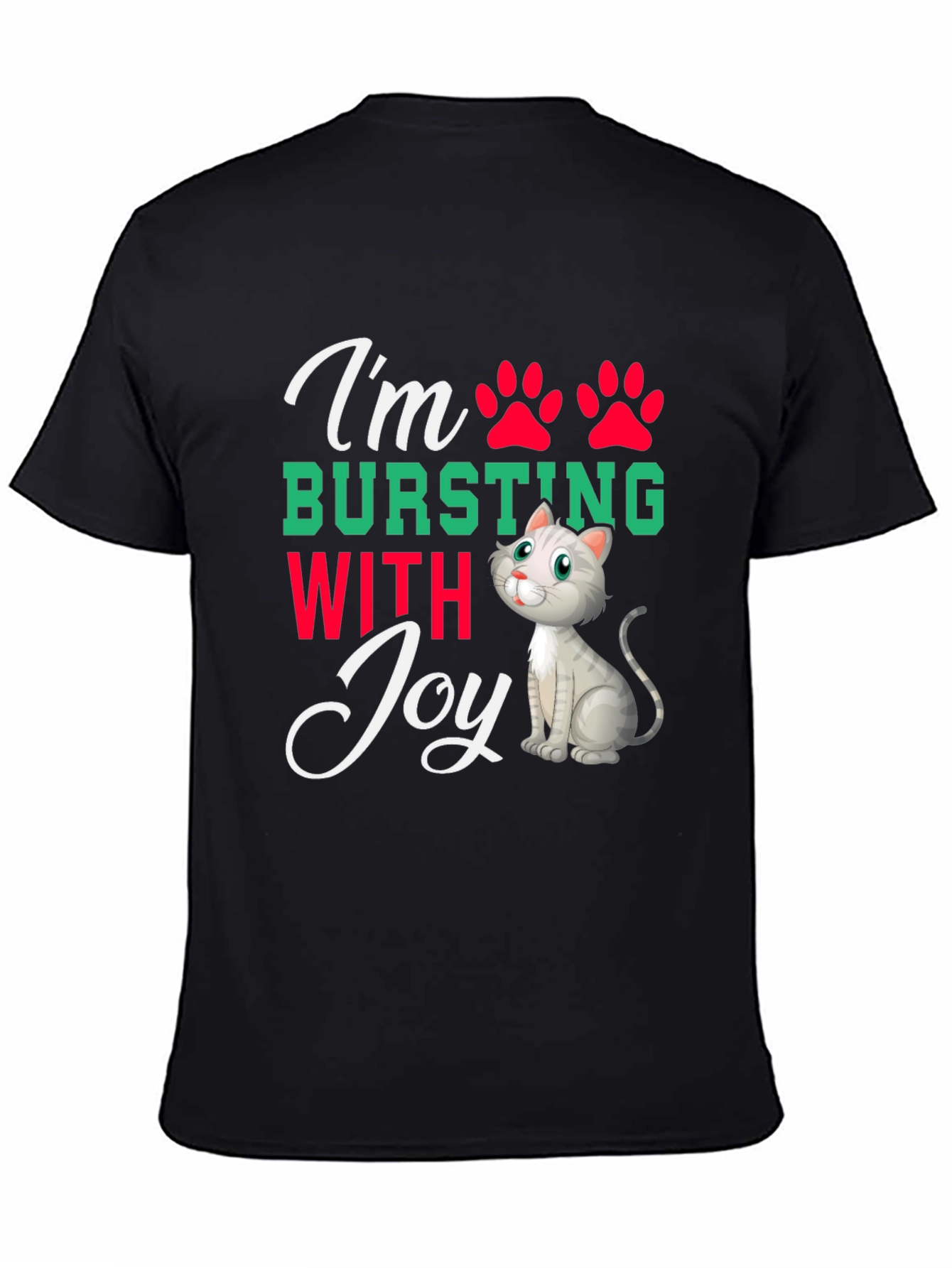 Black I'm Bursting With Joy Cat T-Shirt view 4