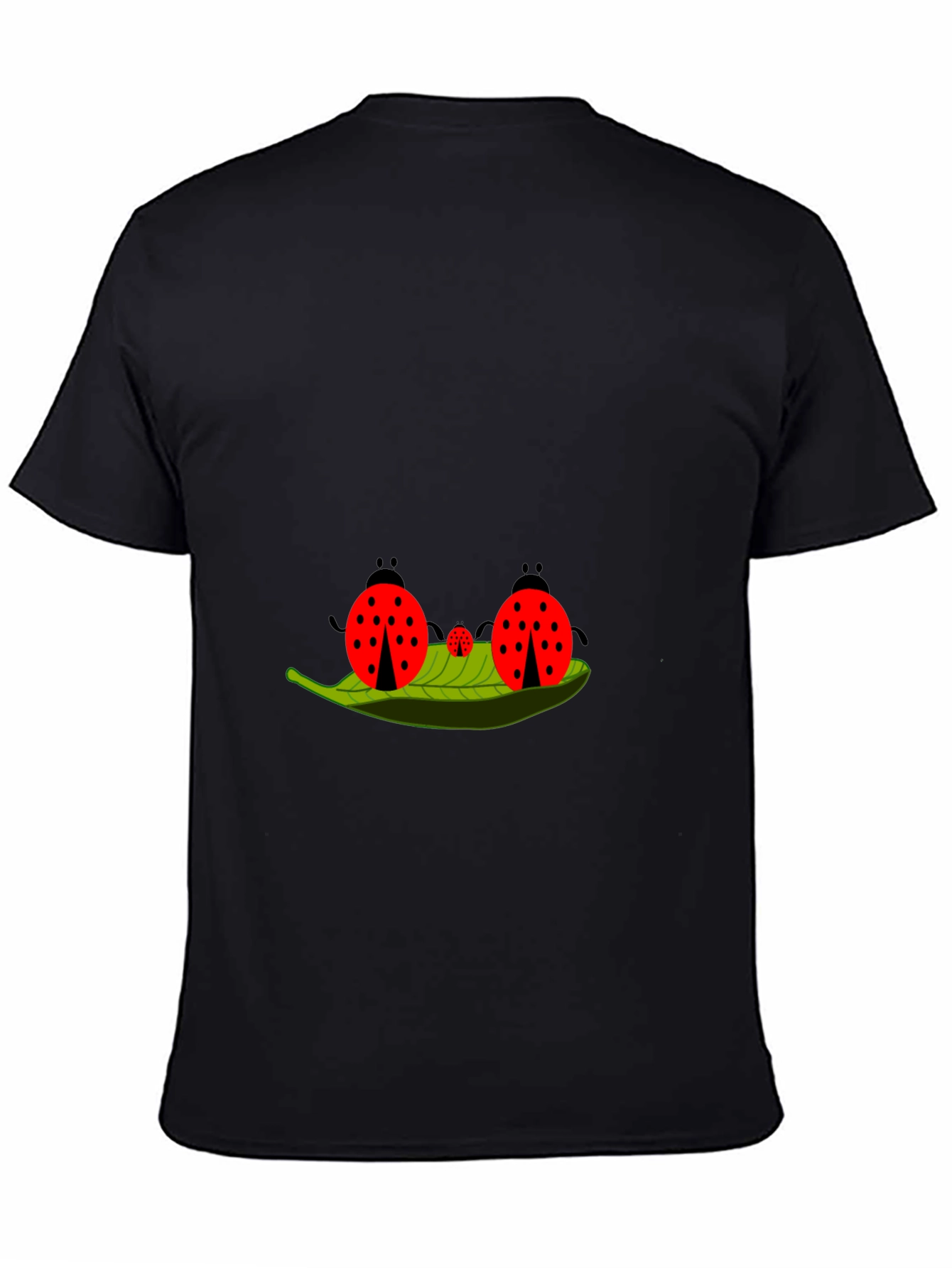 Black Ladybug Family Graphic Tee - Black Cotton T-Shirt view 4