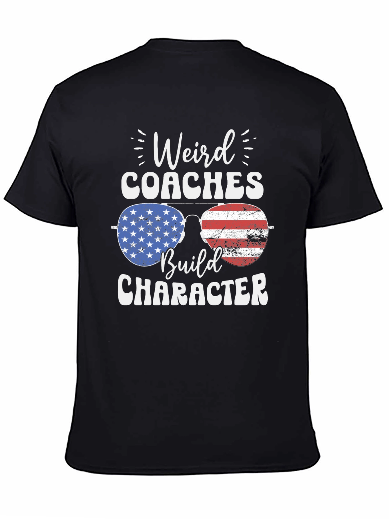 Black Weird Coaches Build Character USA Flag T-Shirt view 4