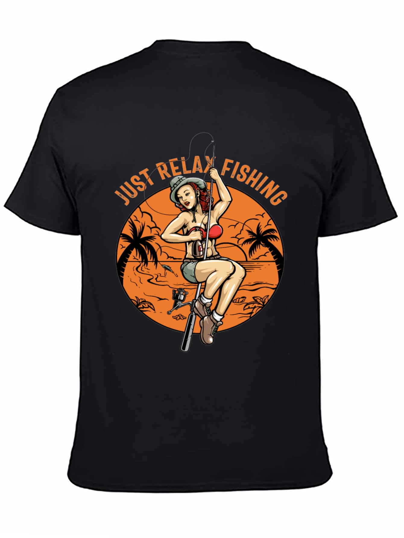 Black Just Relax Fishing Graphic Tee - Black view 4