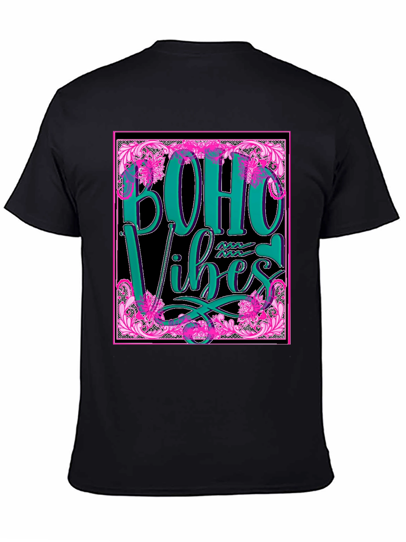 Black Boho Vibes Graphic Tee - Stylish & Trendy view 4