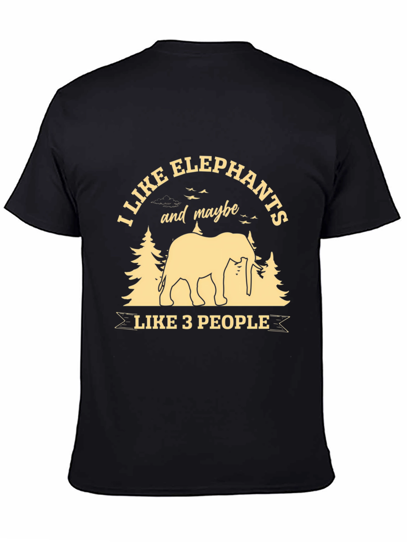 Black Elephant Lover T-Shirt: I Like Elephants & Maybe 3 People view 4