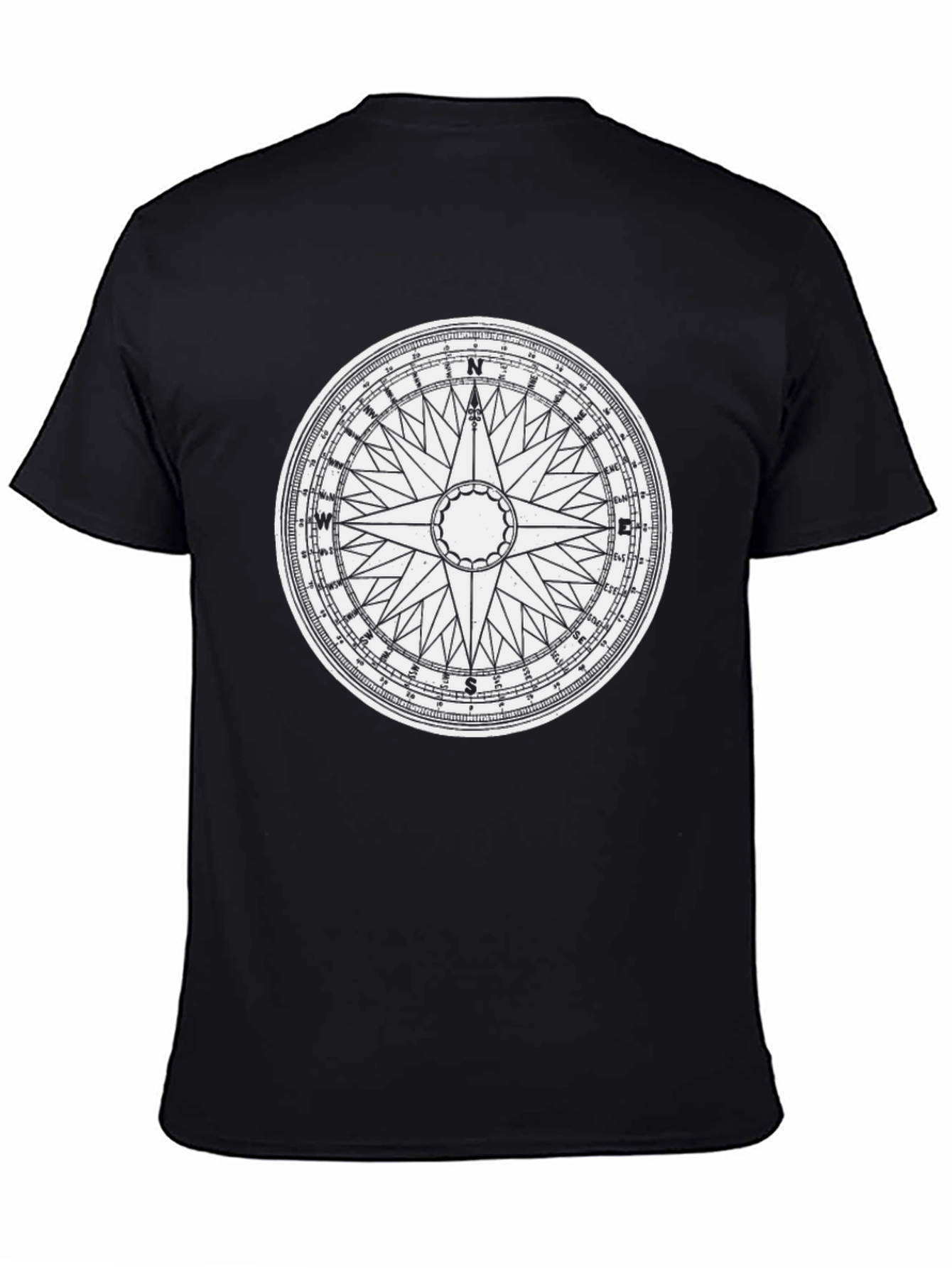 Black Nautical Compass Graphic T-Shirt - Black view 4