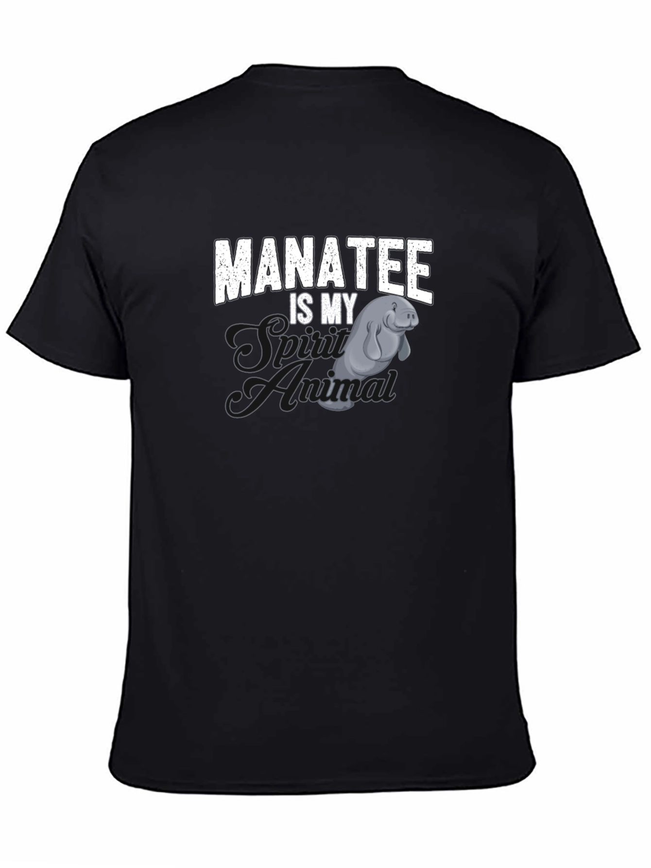 Black Manatee Is My Spirit Animal Black T-Shirt view 4