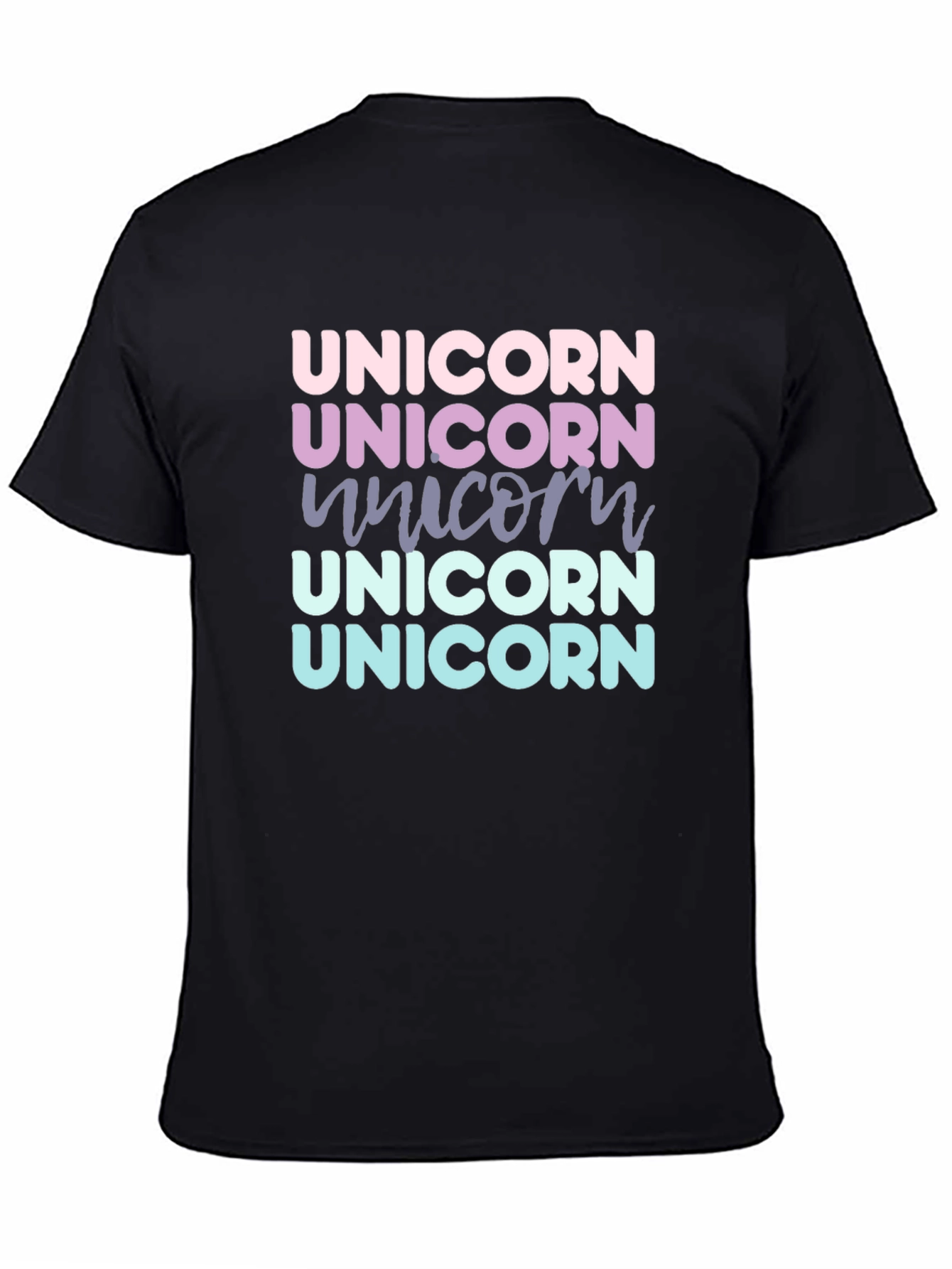 Black Unicorn Rainbow Text T-Shirt view 4