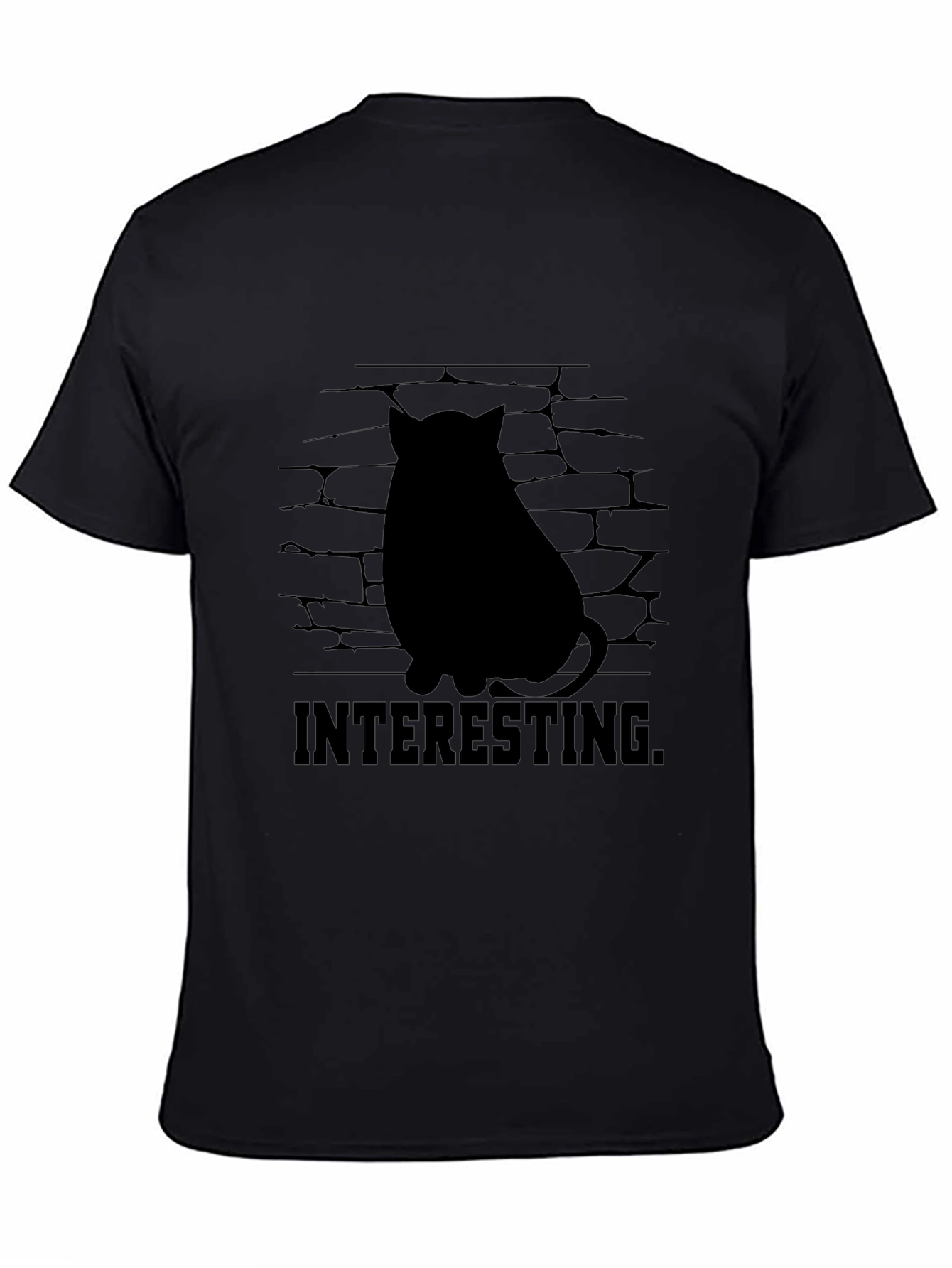 Black Interesting Cat Silhouette Graphic Tee - Black view 4