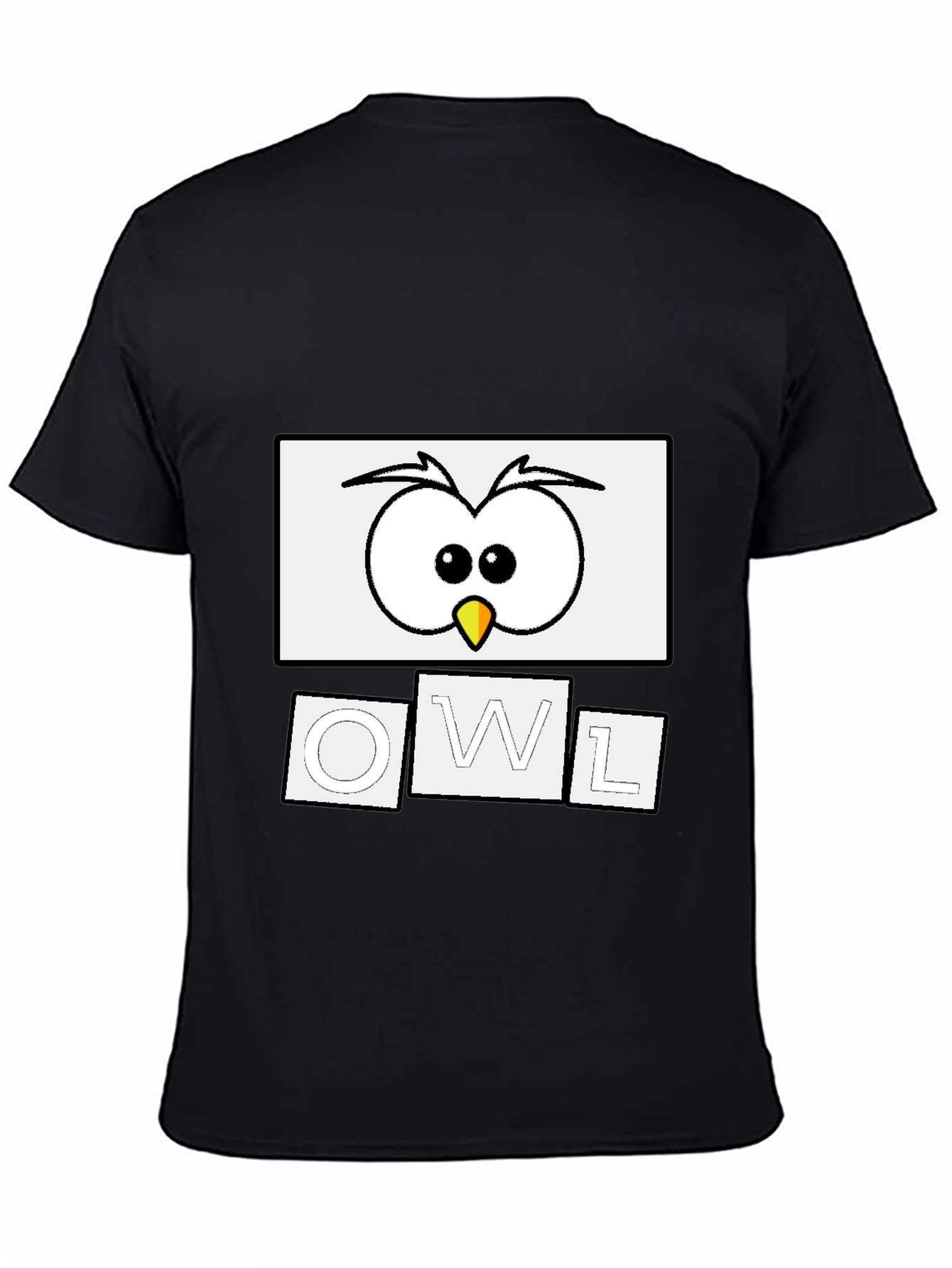 Black Cool Owl Graphic Tee - Black Cotton Blend Shirt view 4