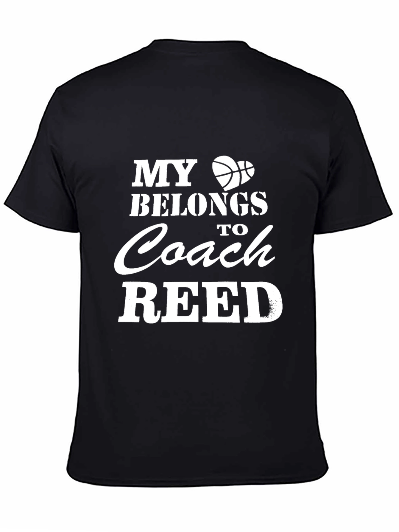 Black Basketball Coach Shirt: My Heart Belongs to Coach Reed view 4
