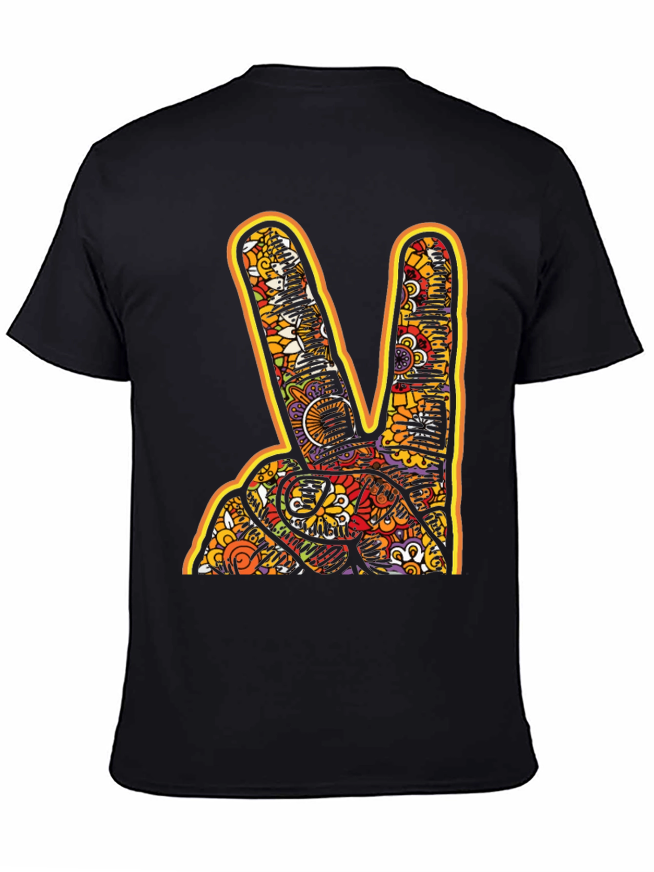 Black Peace Sign Graphic Tee - Groovy Retro Style view 4