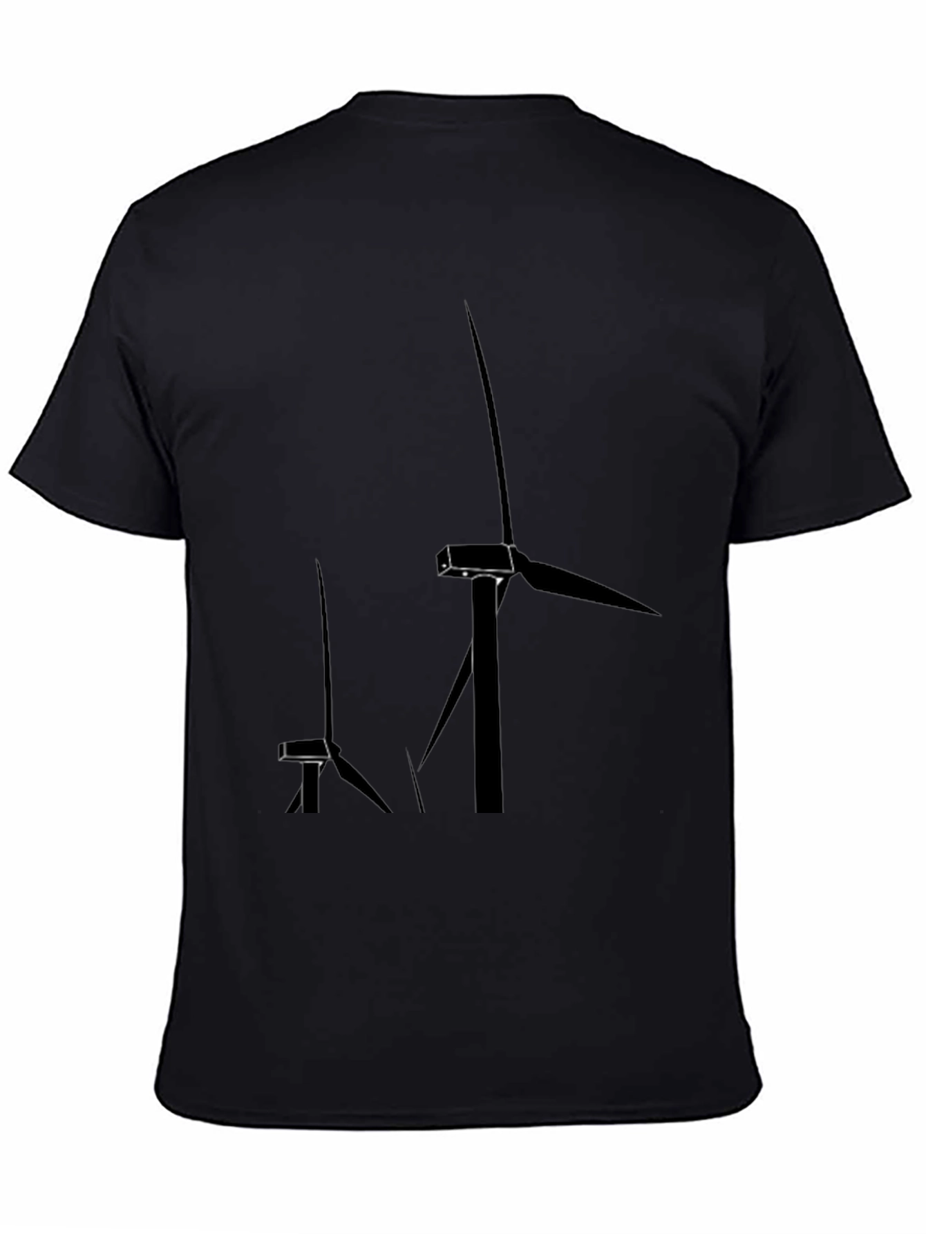 Black Modern Wind Turbine Graphic Tee - Black view 4