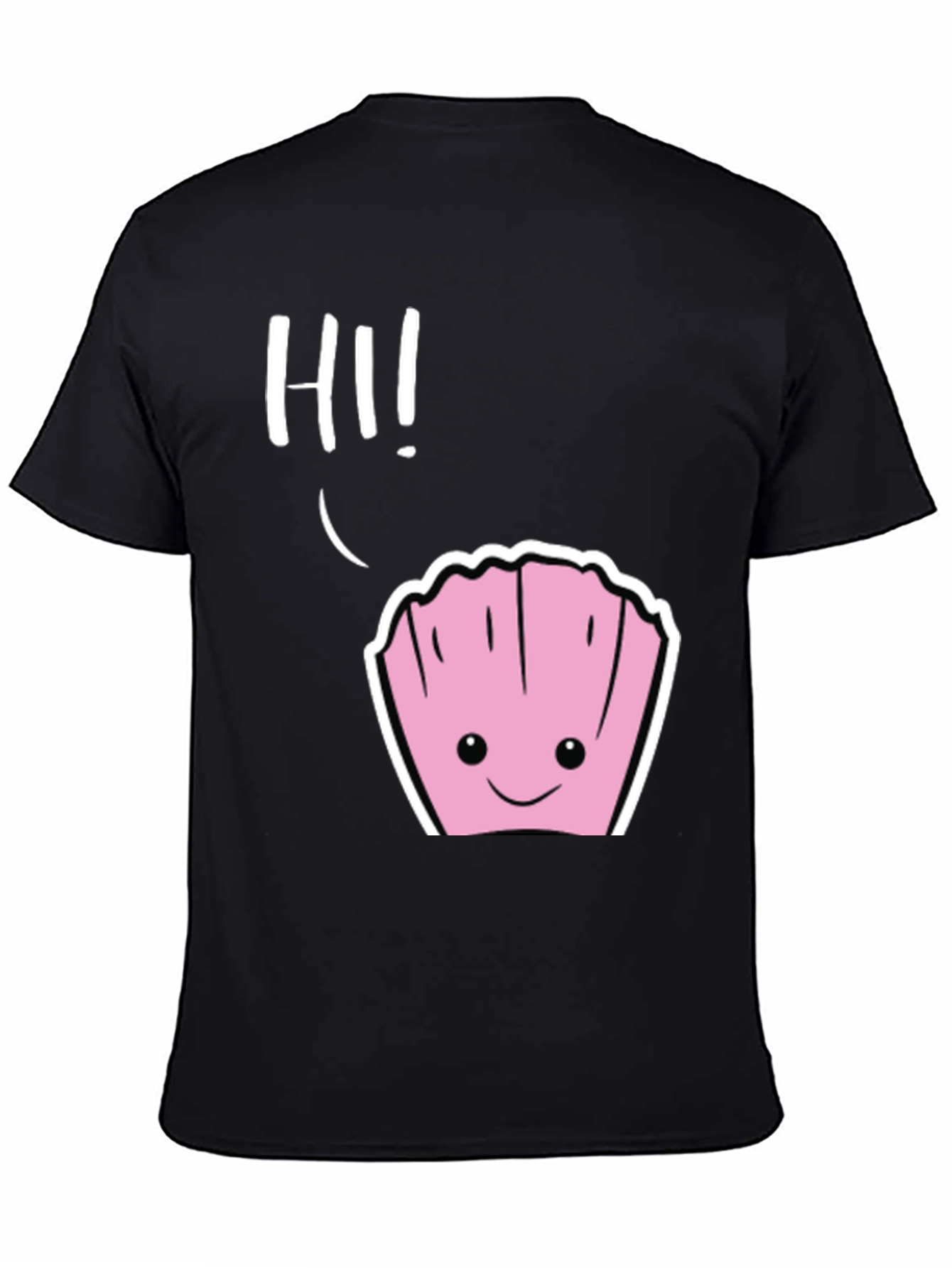 Black Cute Clam 'Hi!' Graphic Tee - Soft Cotton Comfort view 4