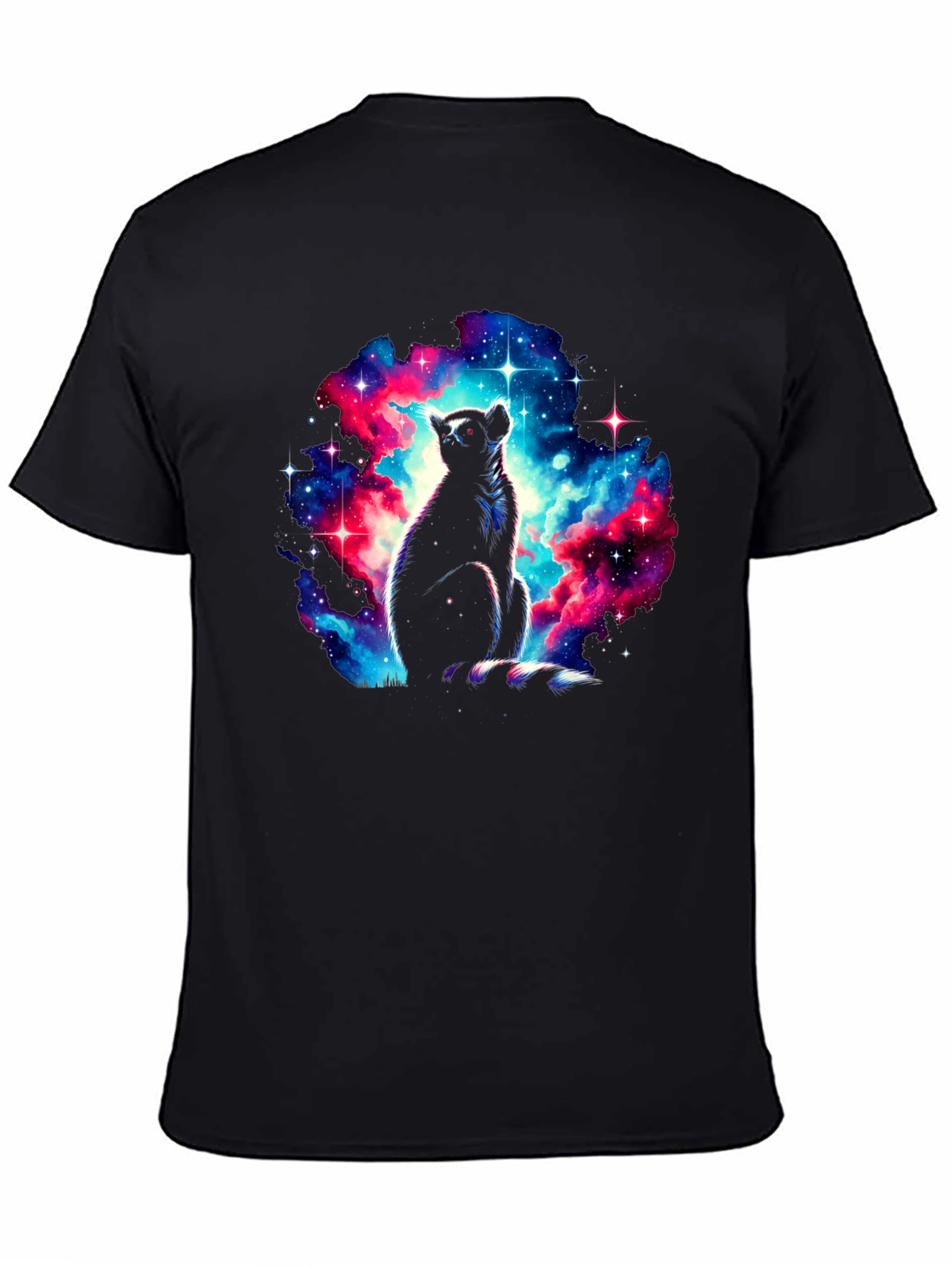 Black Cosmic Lemur Graphic T-Shirt - Galaxy Print view 4