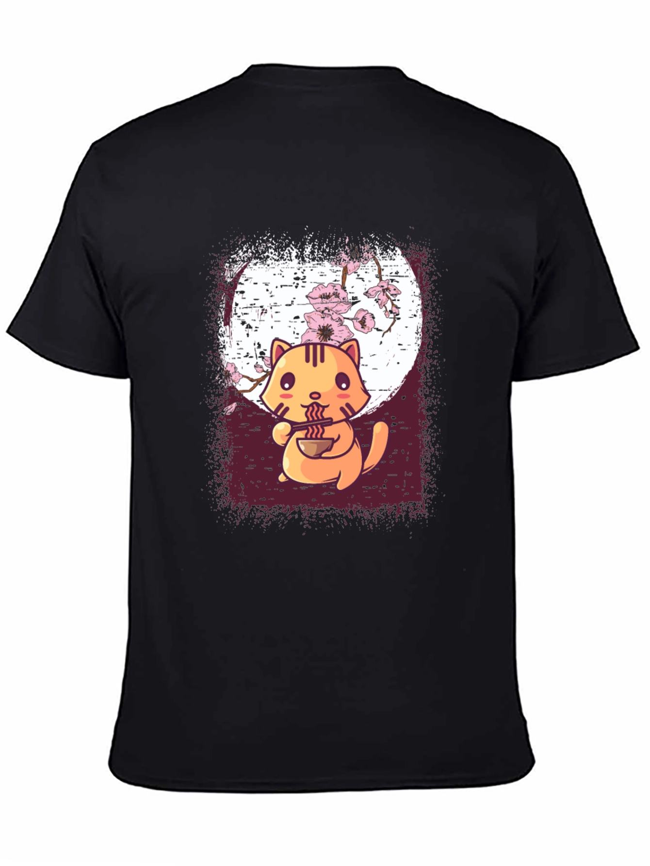 Black Ramen Cat Graphic Tee - Cute Anime Style view 4