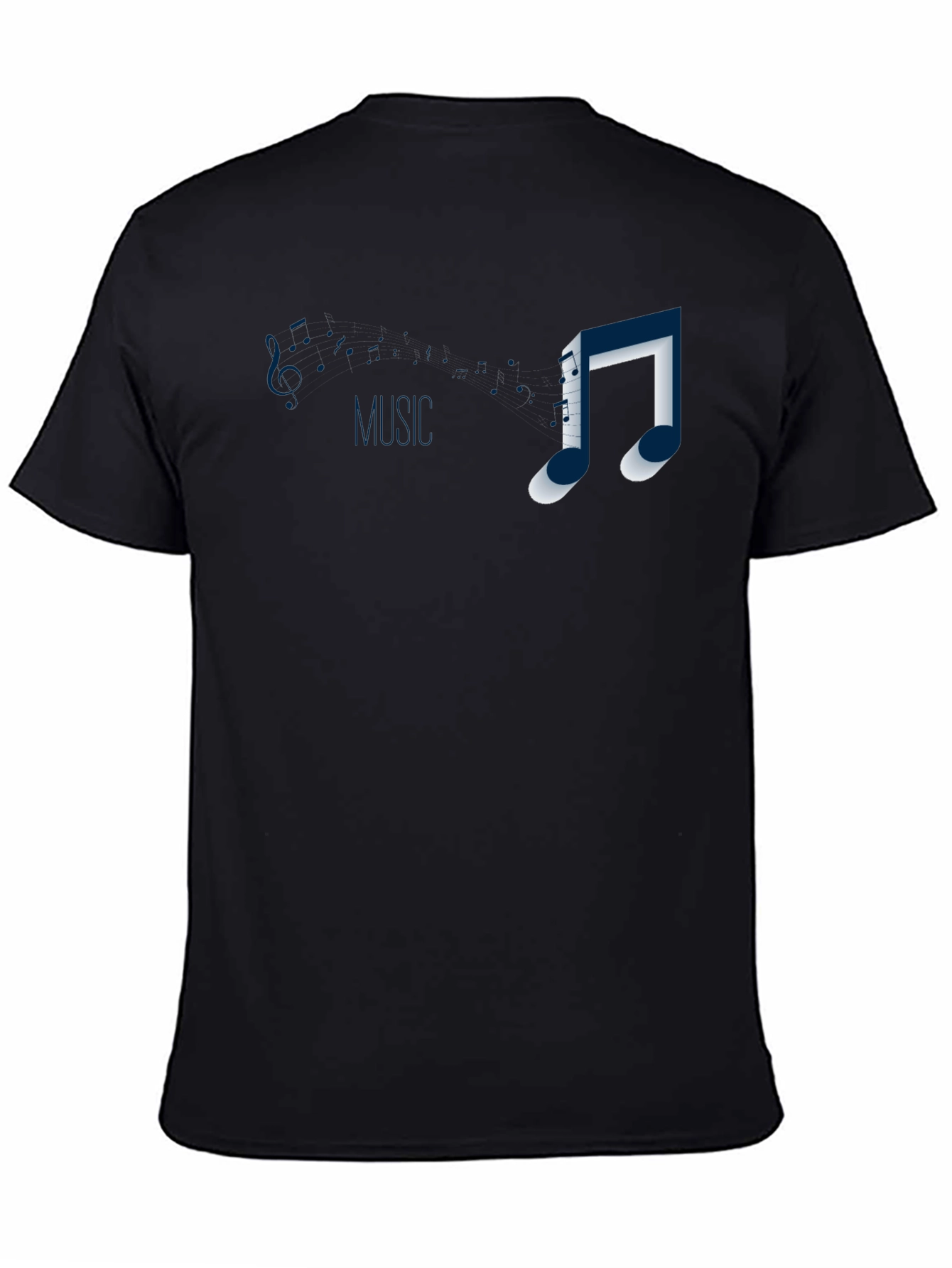 Black Music Note Graphic T-Shirt - Casual Style view 4