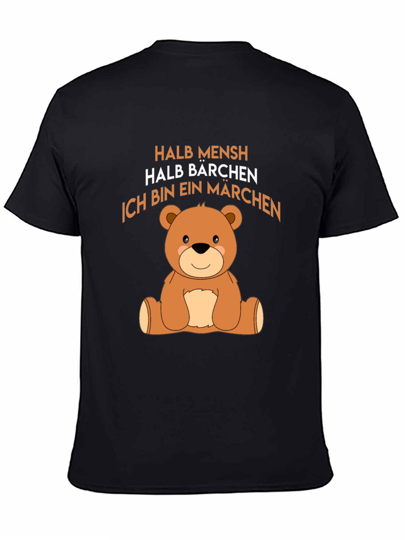 Black Halb Mensch Halb Barchen Bear Graphic T-Shirt view 4